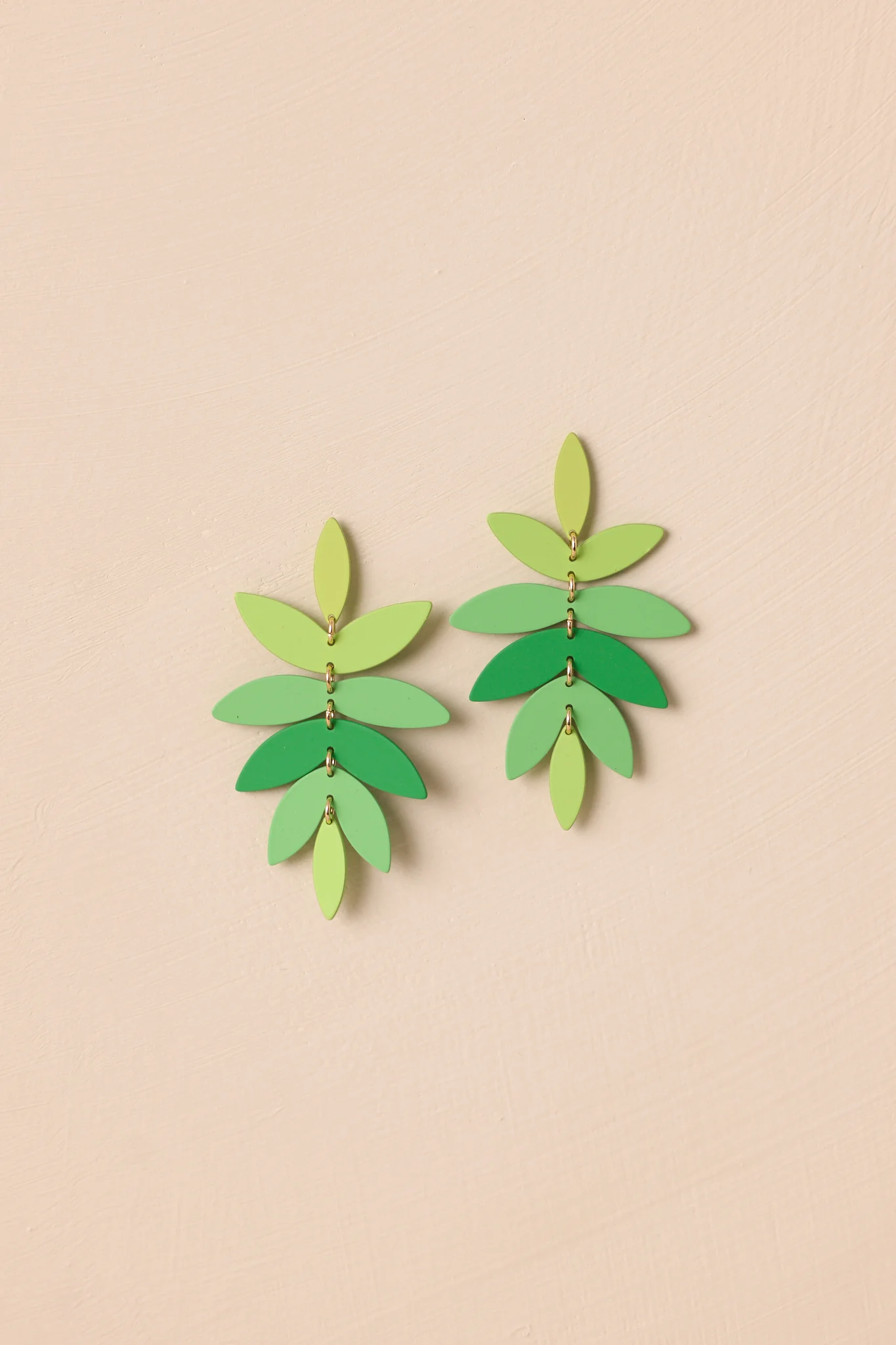 A Sense Of Calm Green Gradient Palm Leaf Earrings