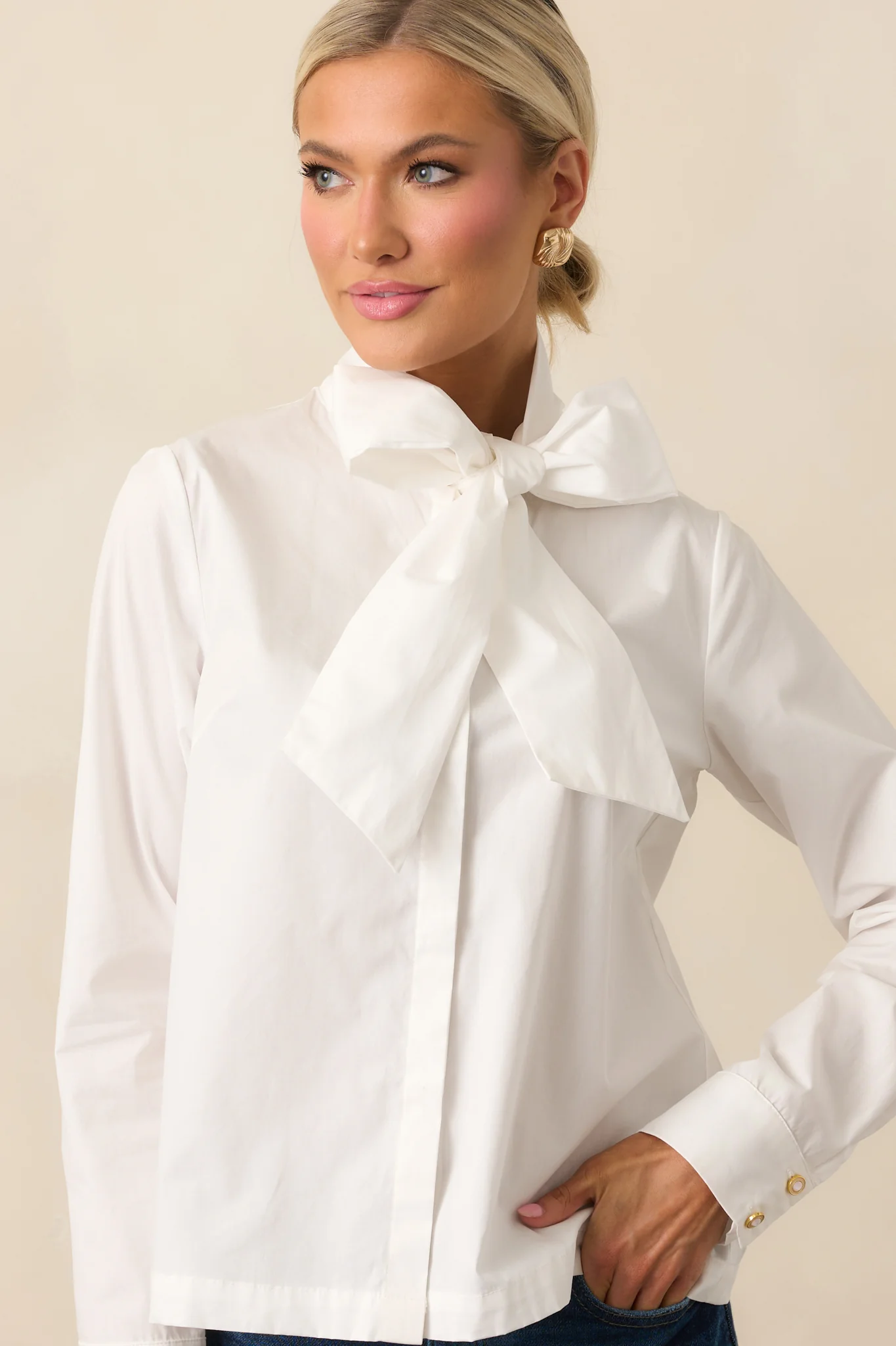 Prosperina Wilshire White Cotton Bow Top