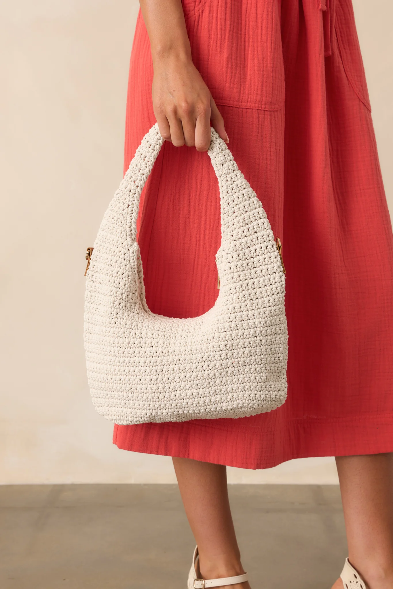 Never Let You Go Ivory Woven Crochet Handbag