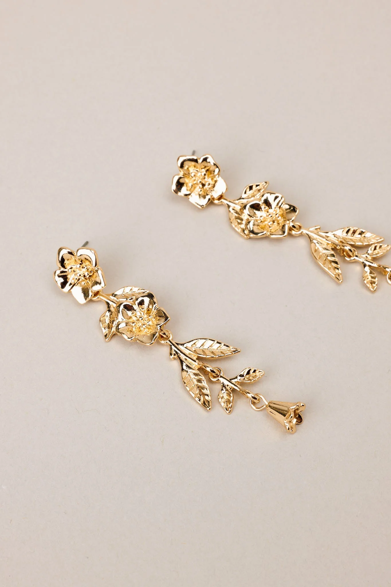 Radiating Sun Gold Floral Drop Earrings