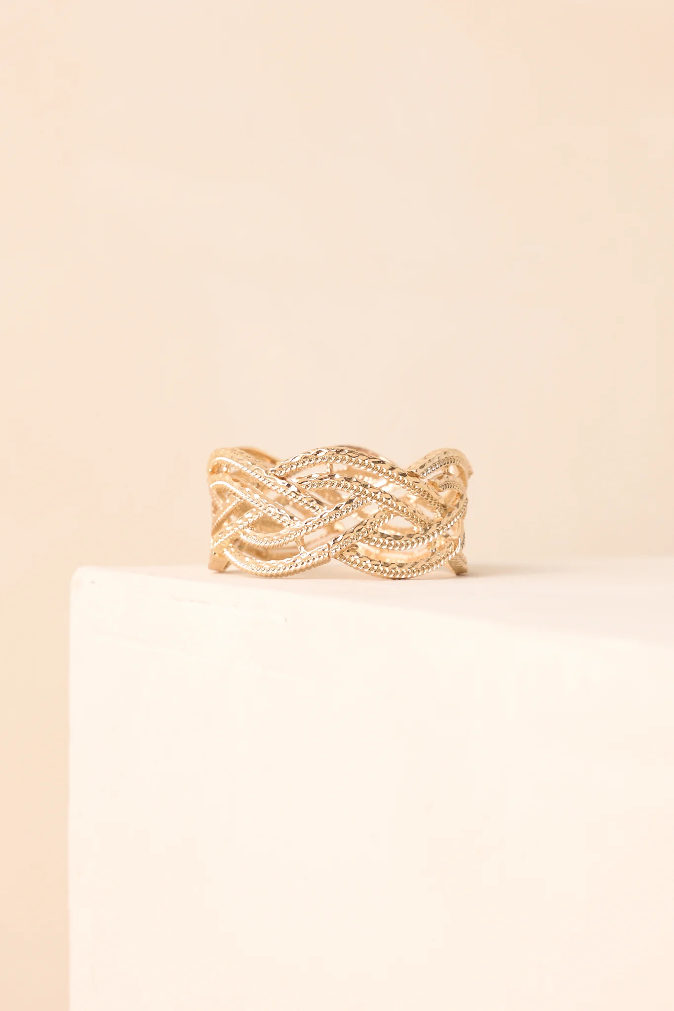 Feeling Just Right Gold Textured Braided Bracelet