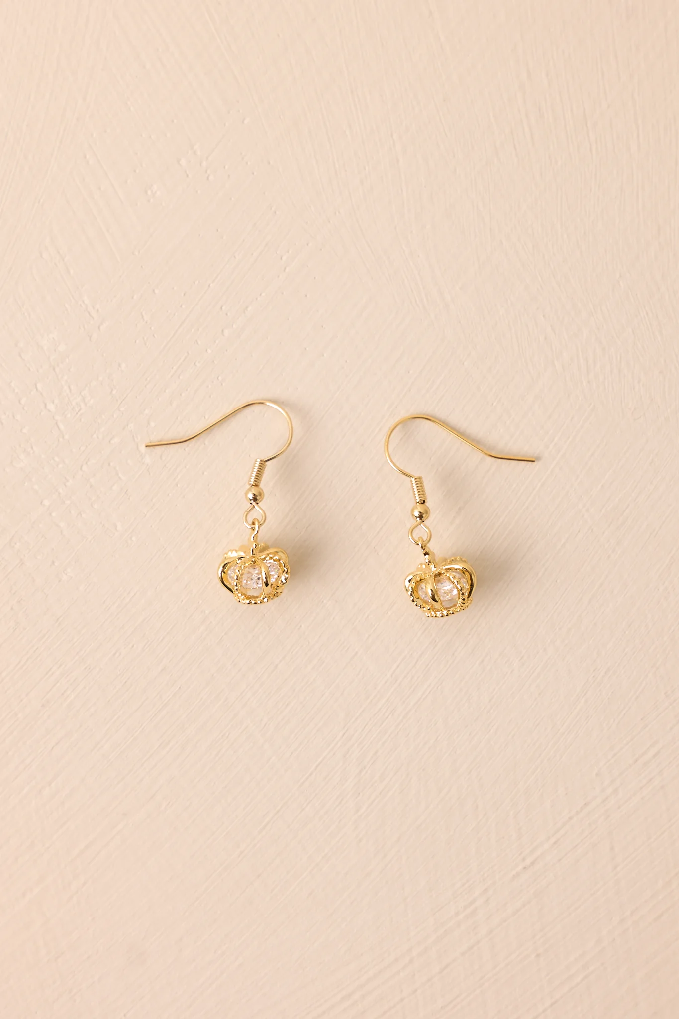 Royal Touch Gold Crown Drop Earrings