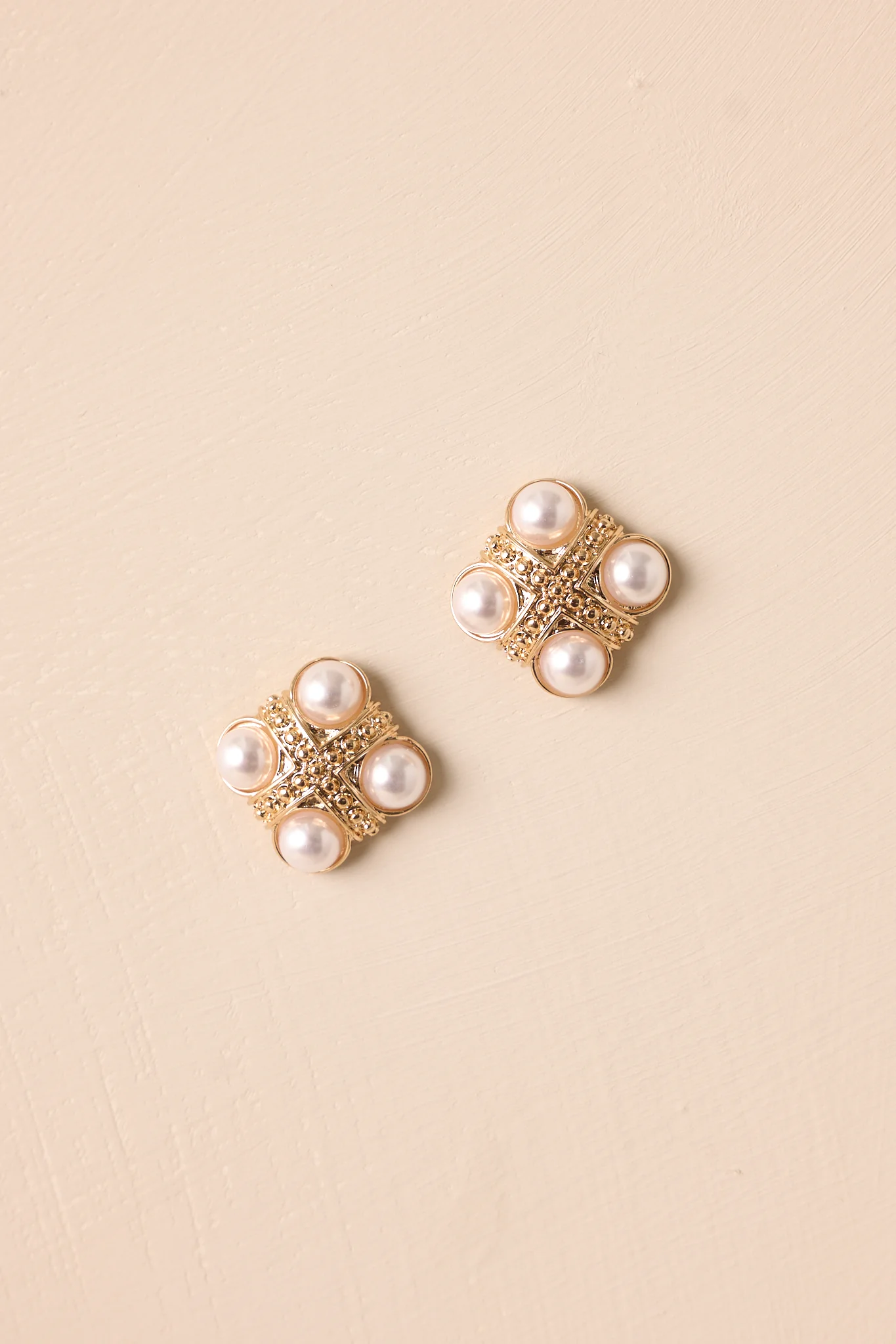 Shine Bright Gold & Ivory Pearl Textured Earrings