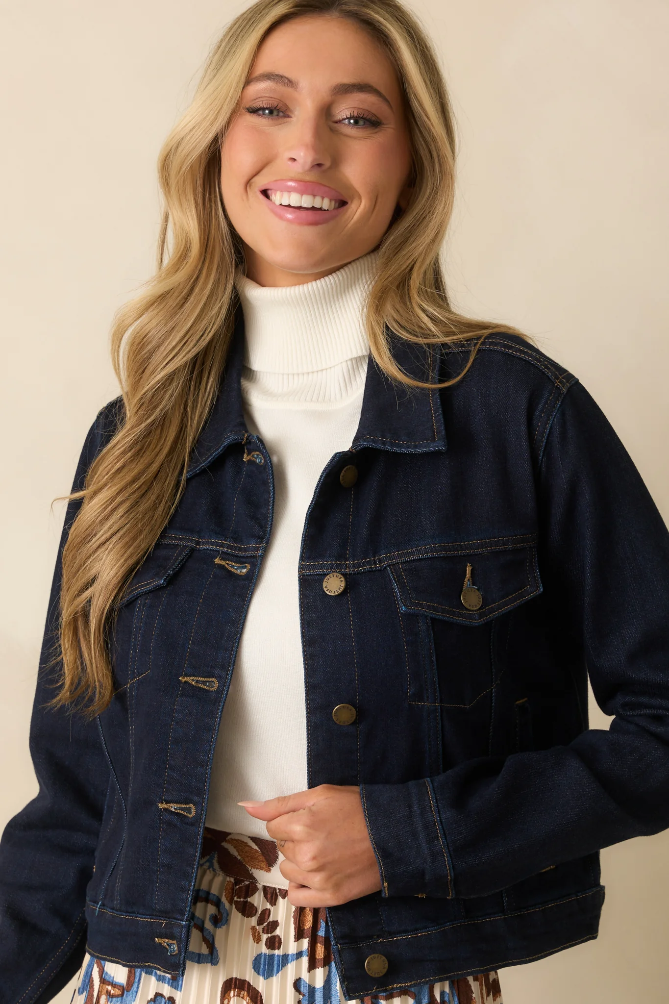 Dark Wash Denim Cropped Jacket