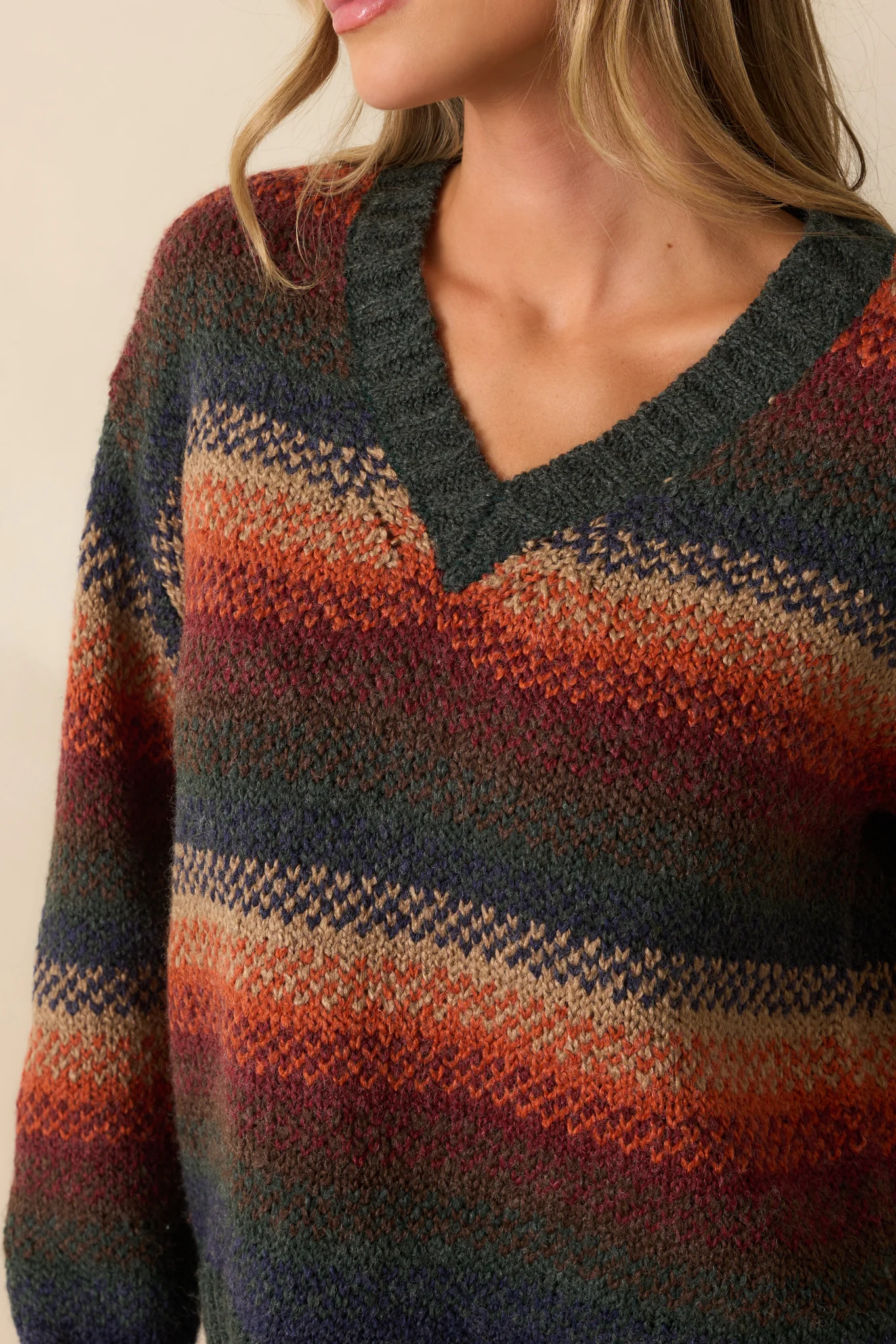 Rust Multi Stripe Knit Sweater