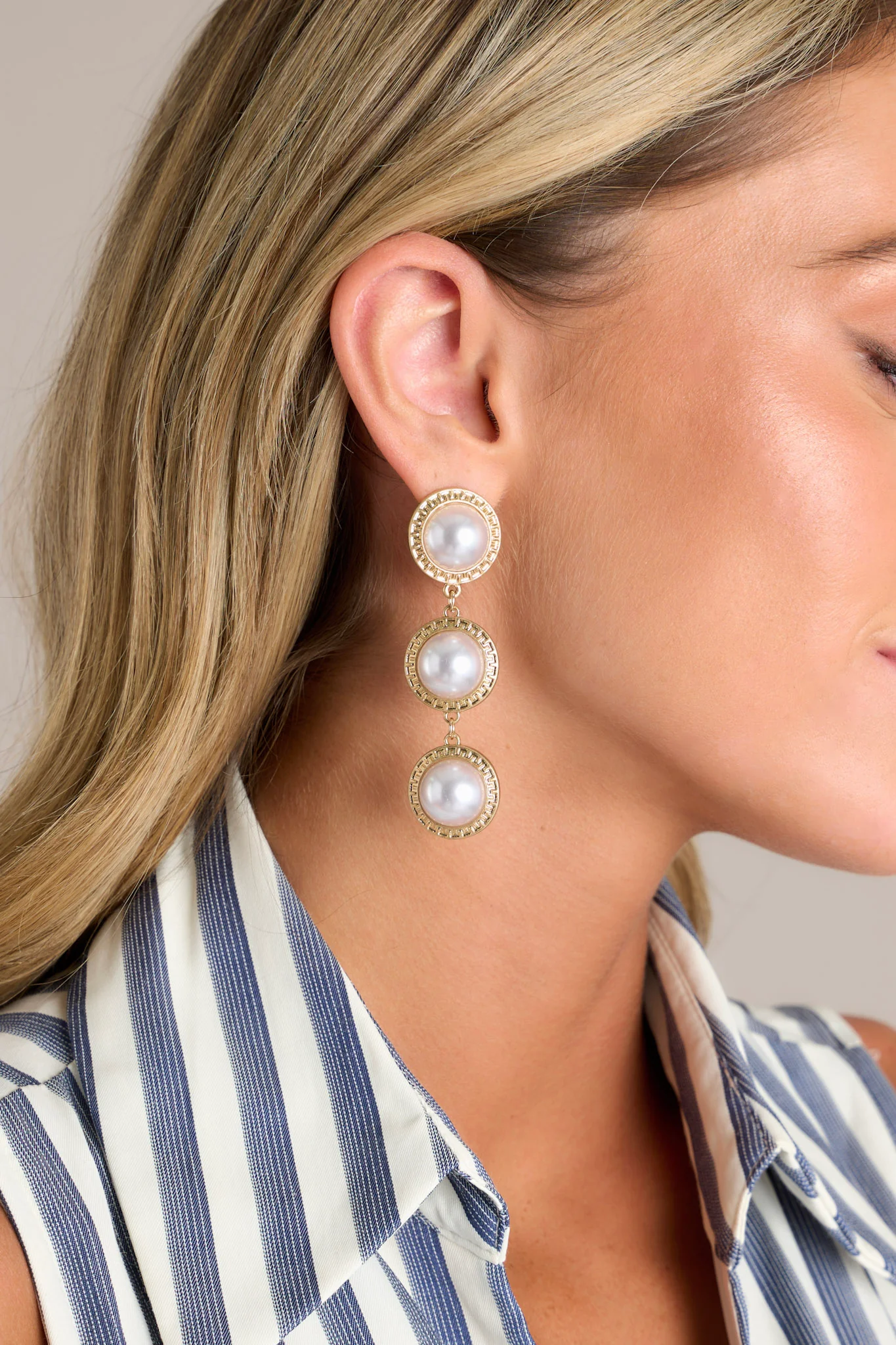 Lunar Glow Gold Pearl Drop Earrings