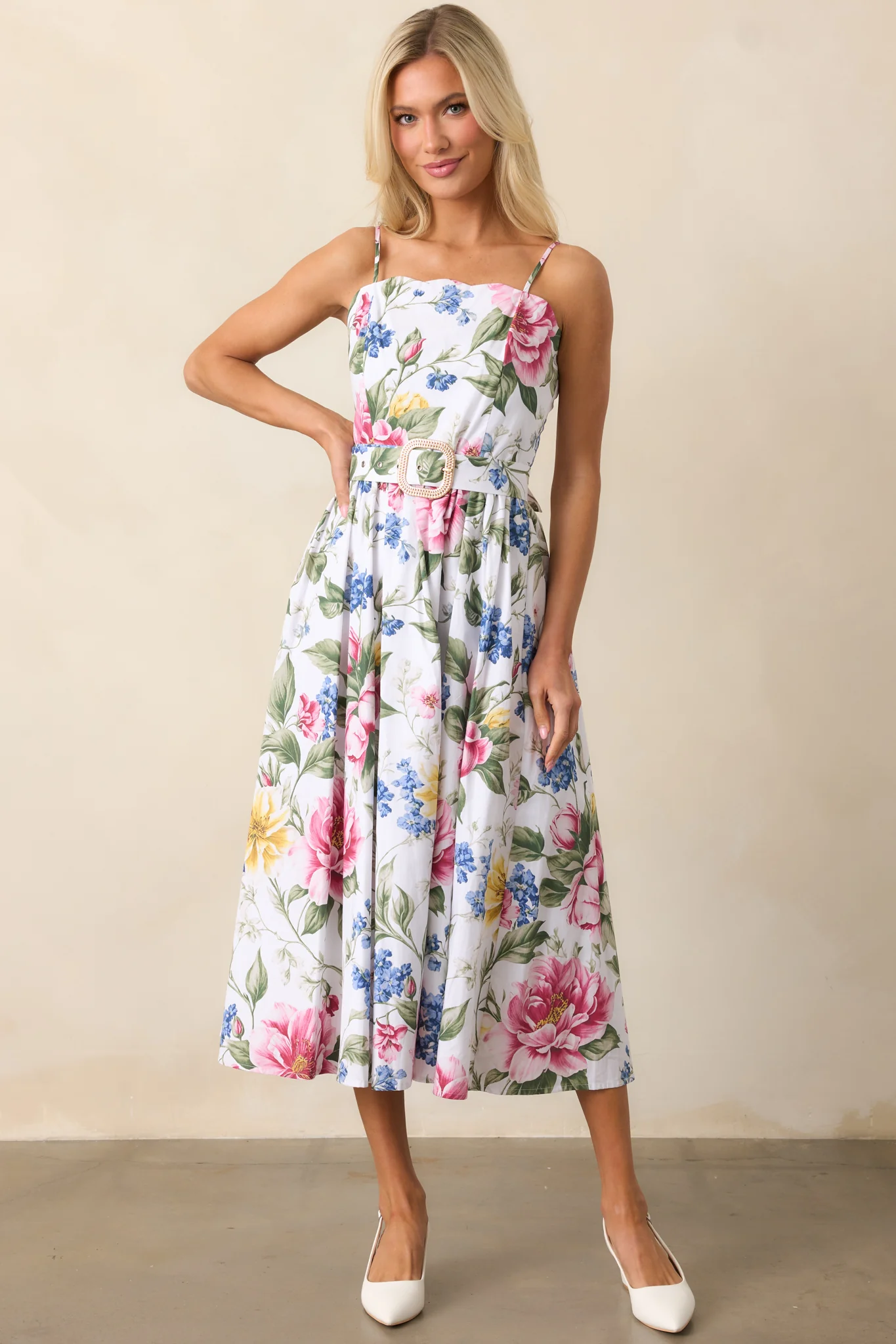 Colette Dream Garden Floral Cotton Belted Midi Dress
