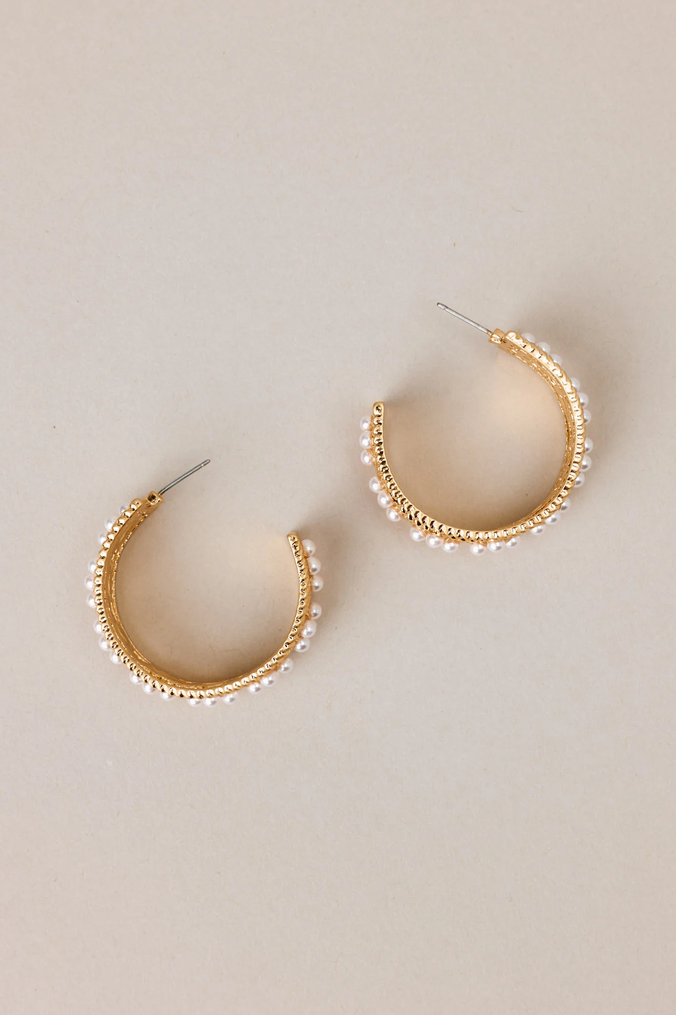 Opulent Shine Pearl Gold Hoop Earrings