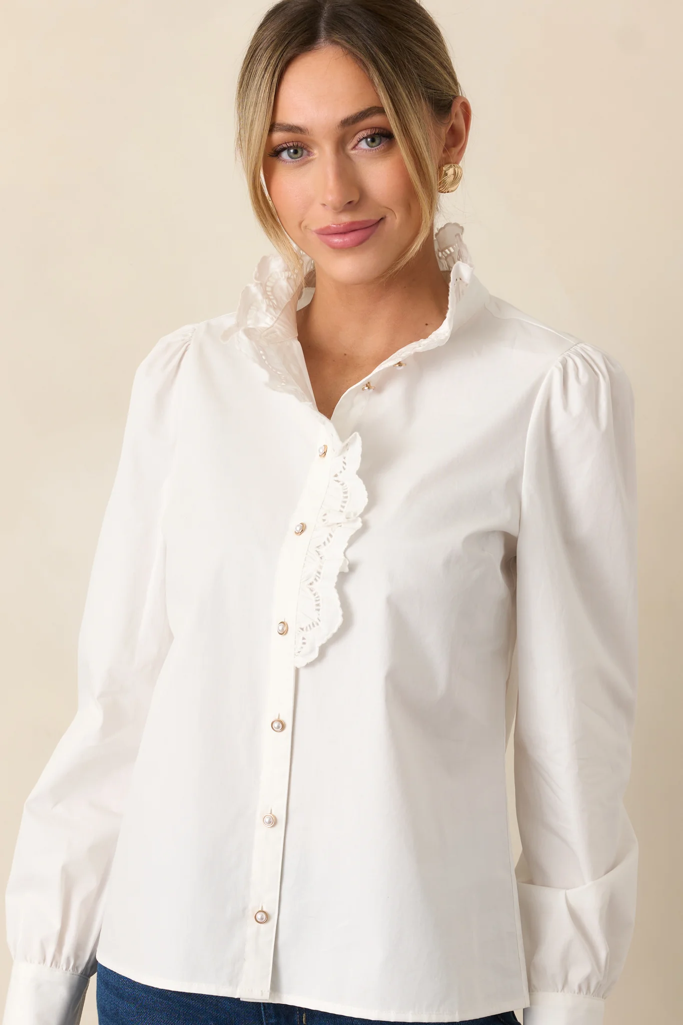 Prosperina Madison White Cotton Ruffle Top