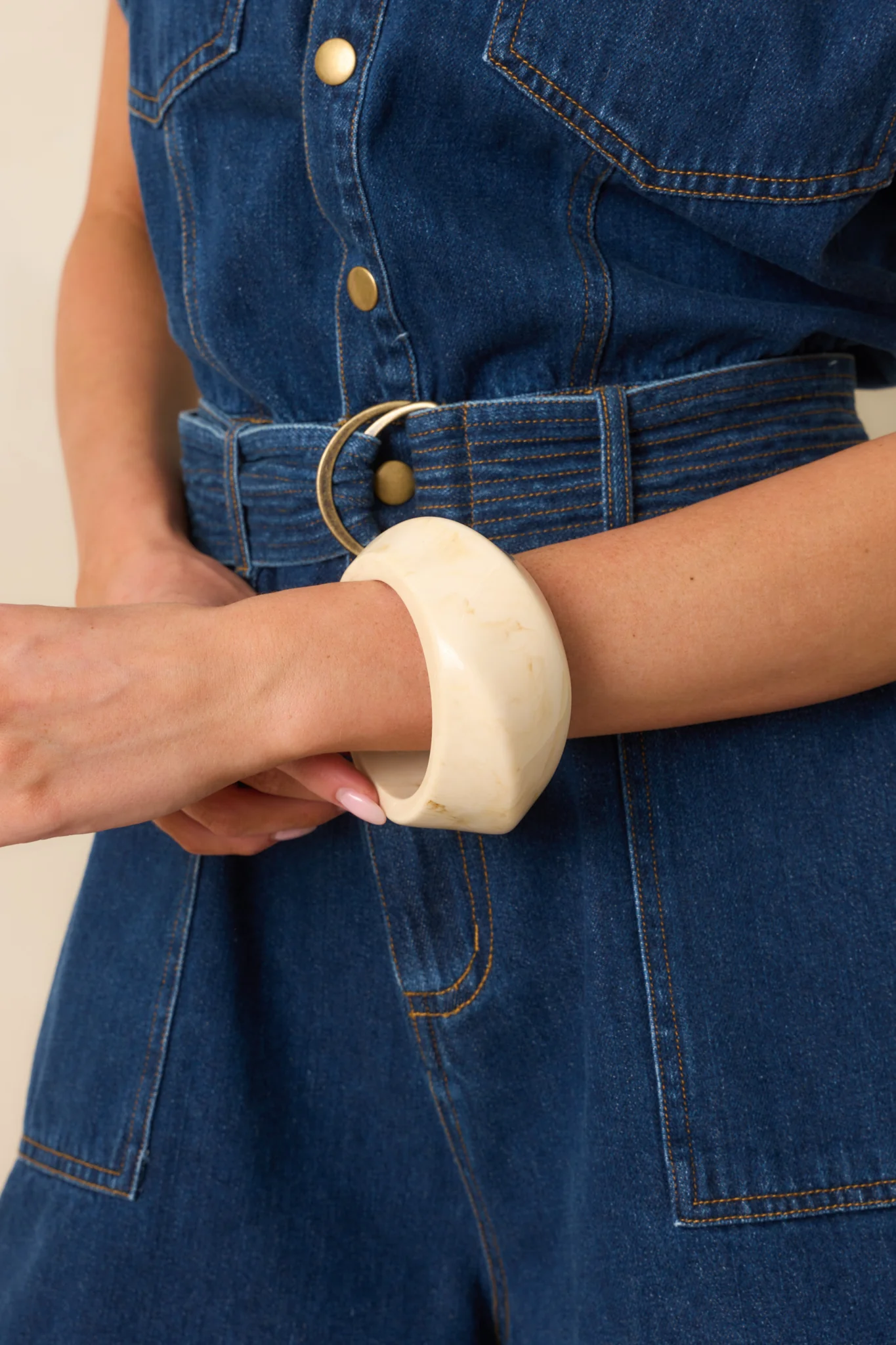 Came Back Better Ivory Marble Twisted Bangle Bracelet