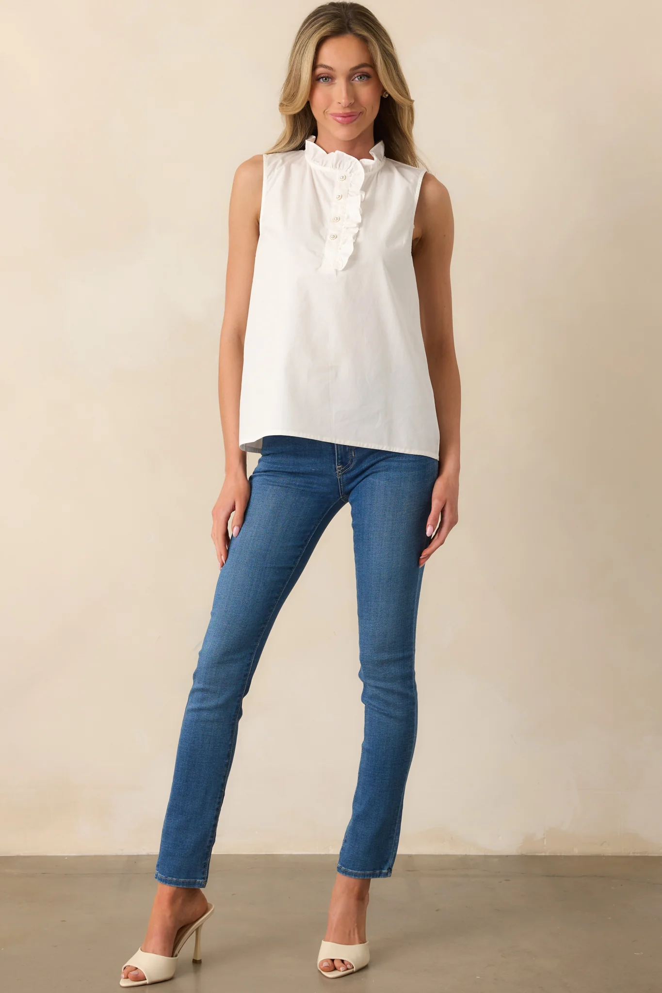 Tennyson White Sleeveless Cotton Top