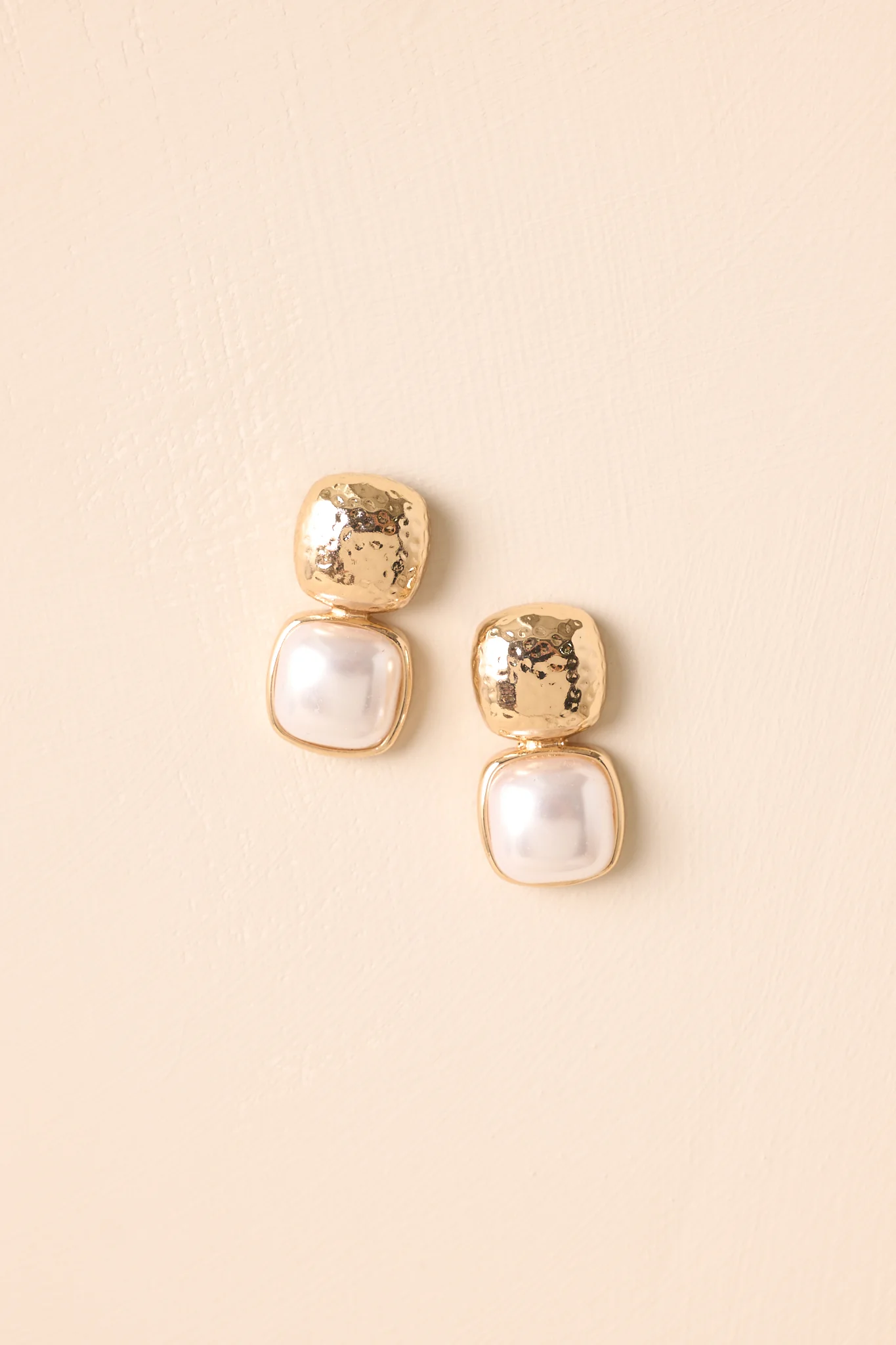 Blissful Days Ivory Pearl Gold Textured Drop Earrings