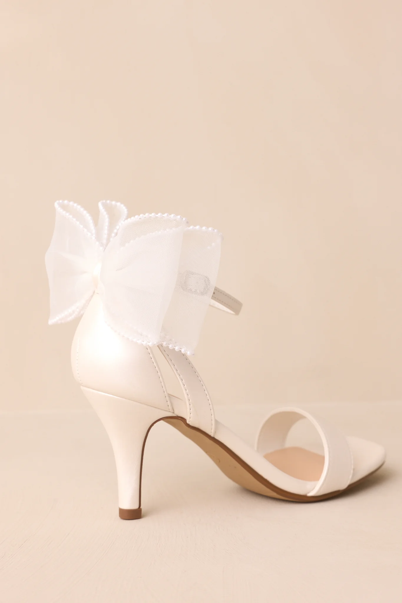Follow Your Heart Ivory Satin Bow Back Kitten Heels
