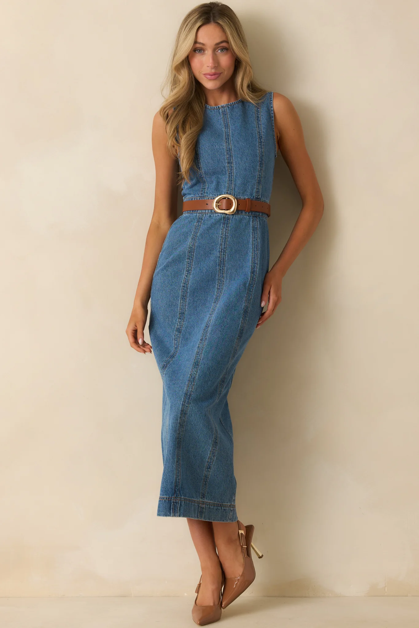 Staple The Label Medium Wash Cotton Maverick Denim Dress