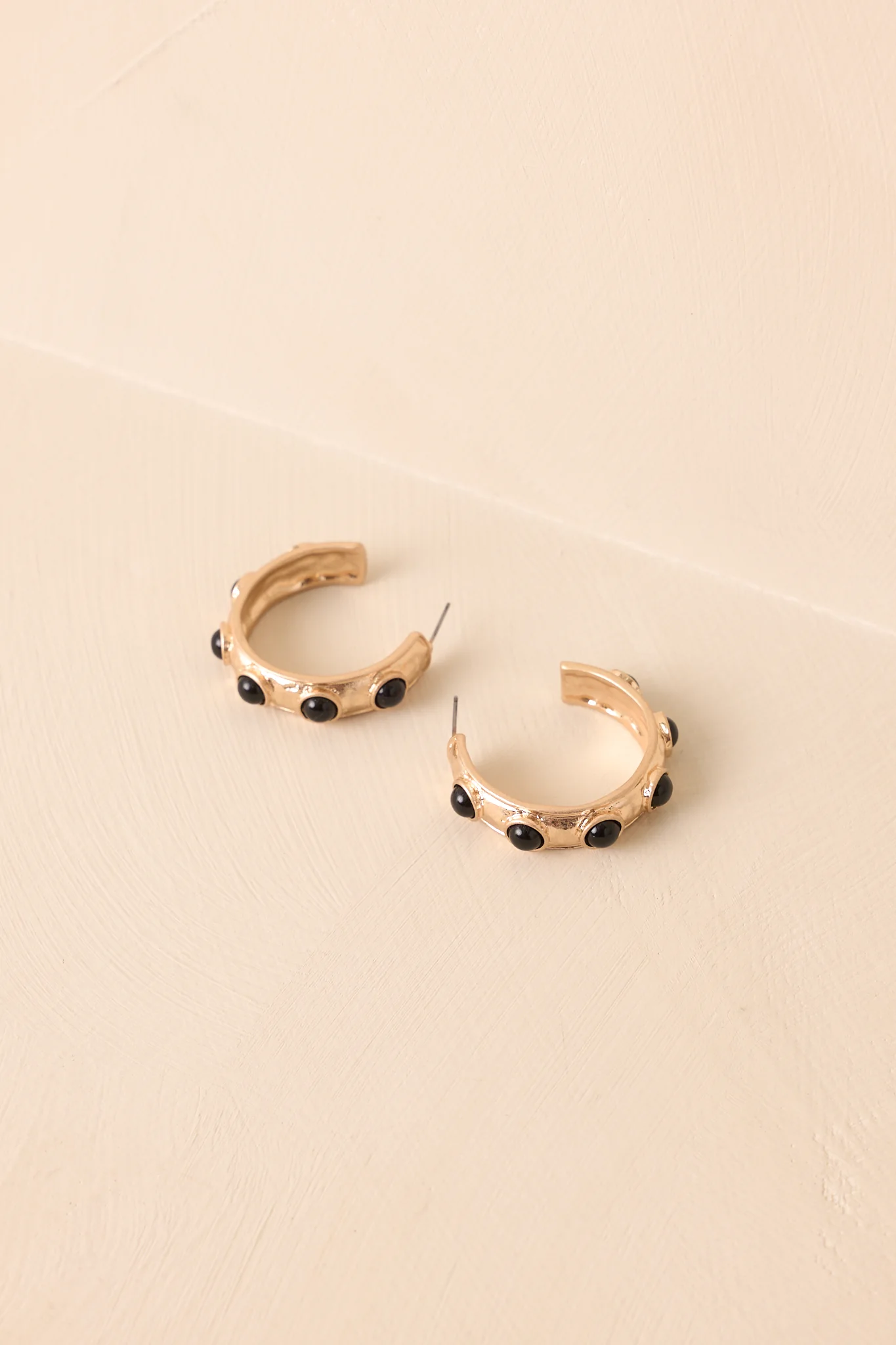 Keep It Unexpected Black & Gold Textured Hoop Earrings