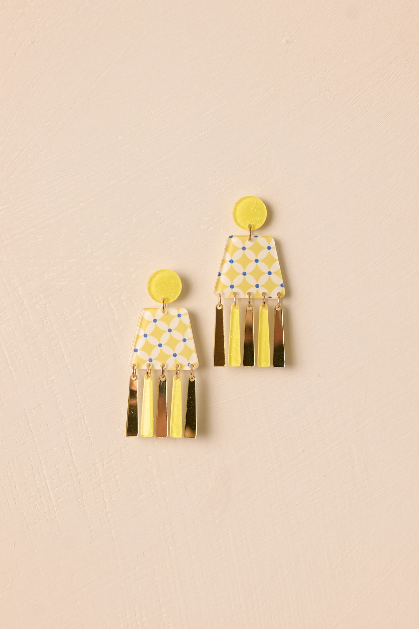 Make It Yours Yellow Geometric Drop Earrings