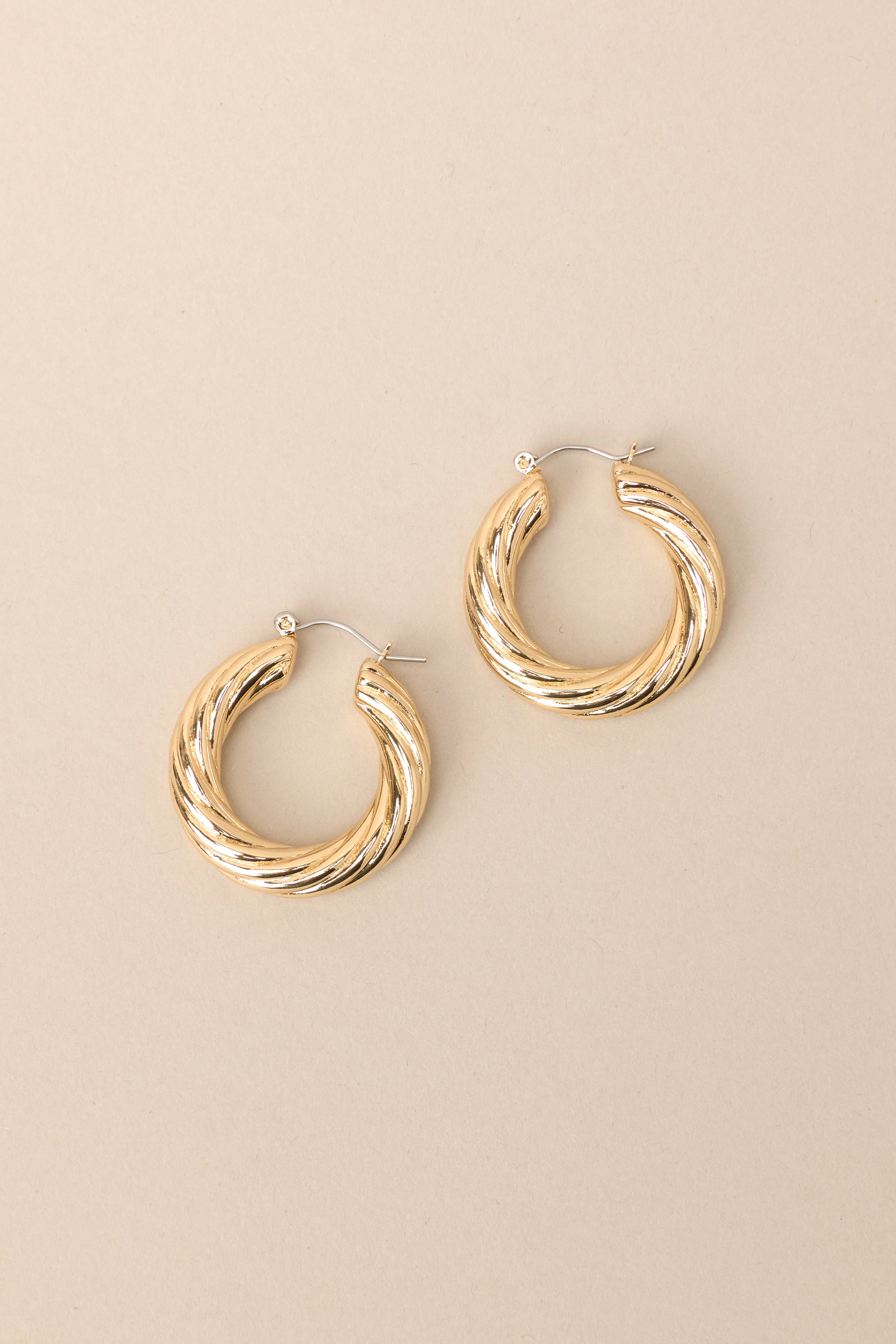 To Be Alive Twisted Gold Hoop Earrings