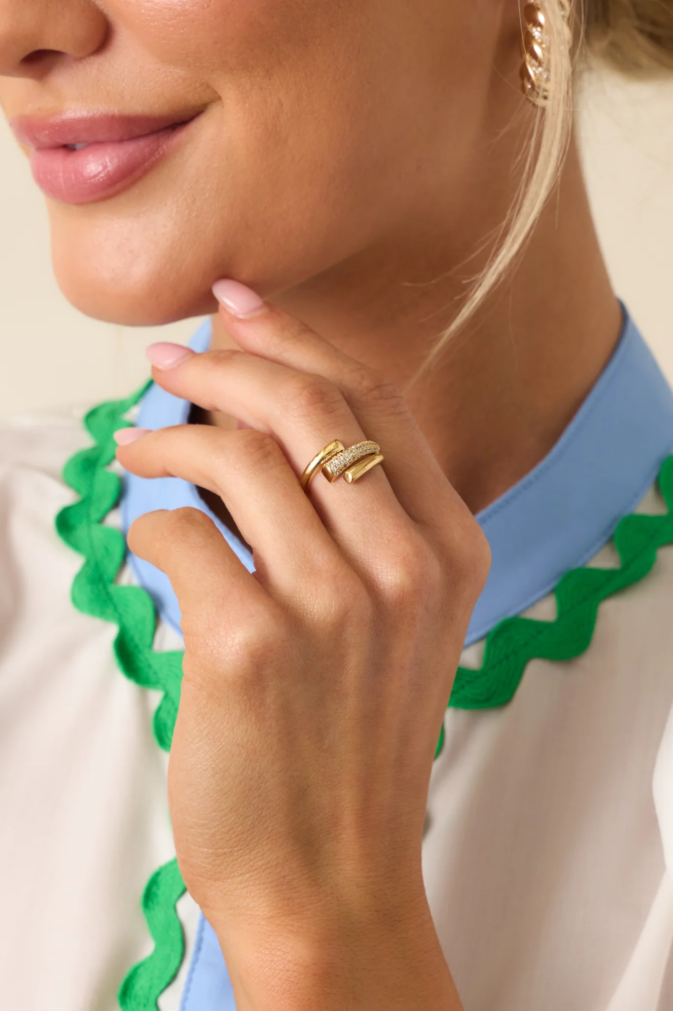 Simply Divine Gold Rhinestone Bypass Ring