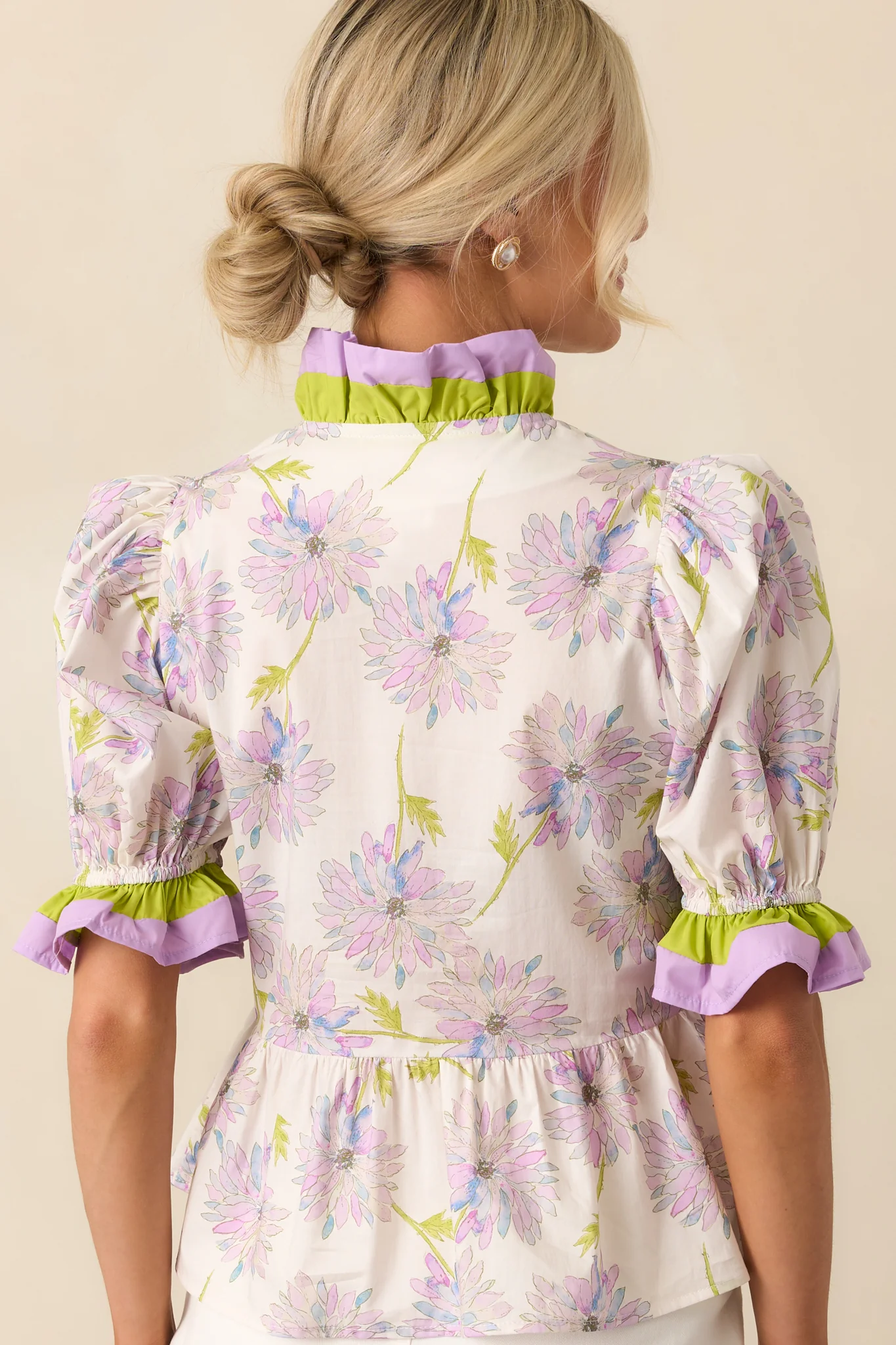 Happiness Is Homemade Lavender Floral Cotton Peplum Top