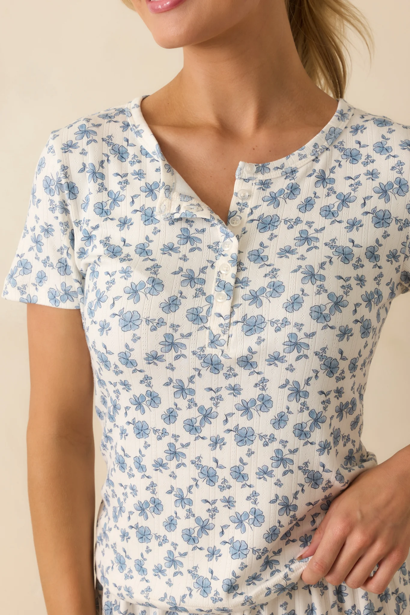Z Supply Blue Faye Ditsy Floral Top