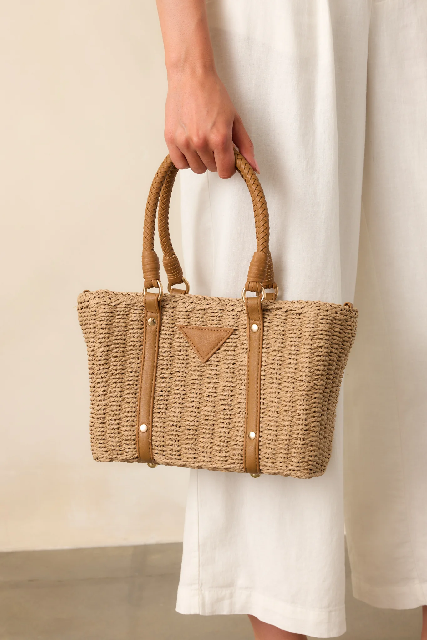 Savor The Slow Days Tan Rattan Woven Handbag