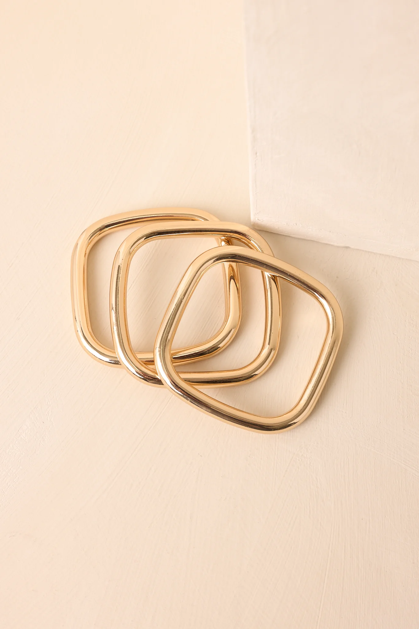 Looking My Way Gold Square Bangle Bracelet Set