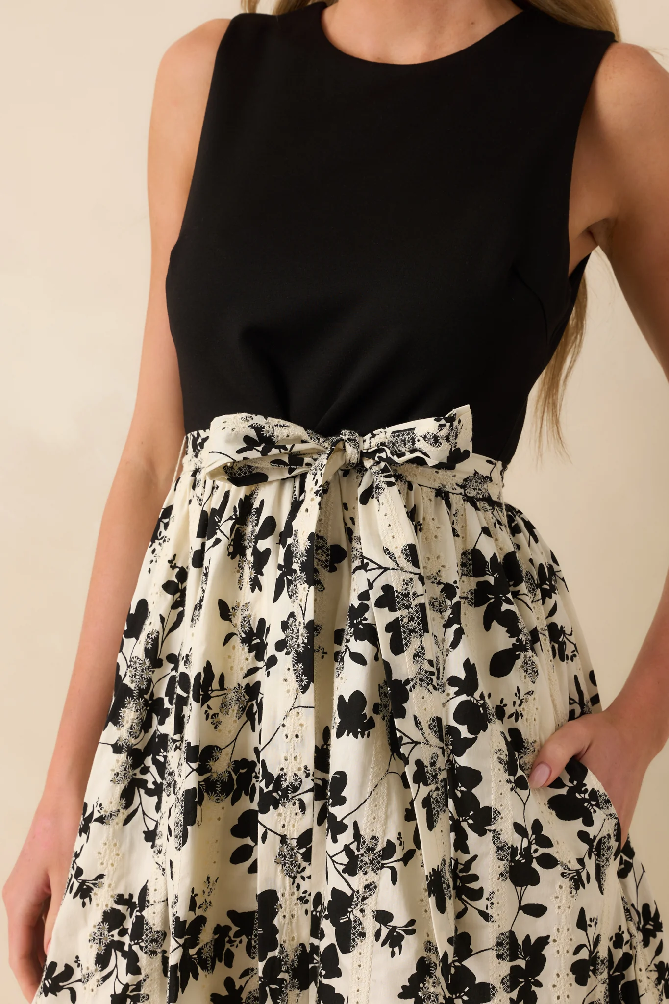 Nothing Left To Chance Black Multi Floral Print Sleeveless Midi Dress