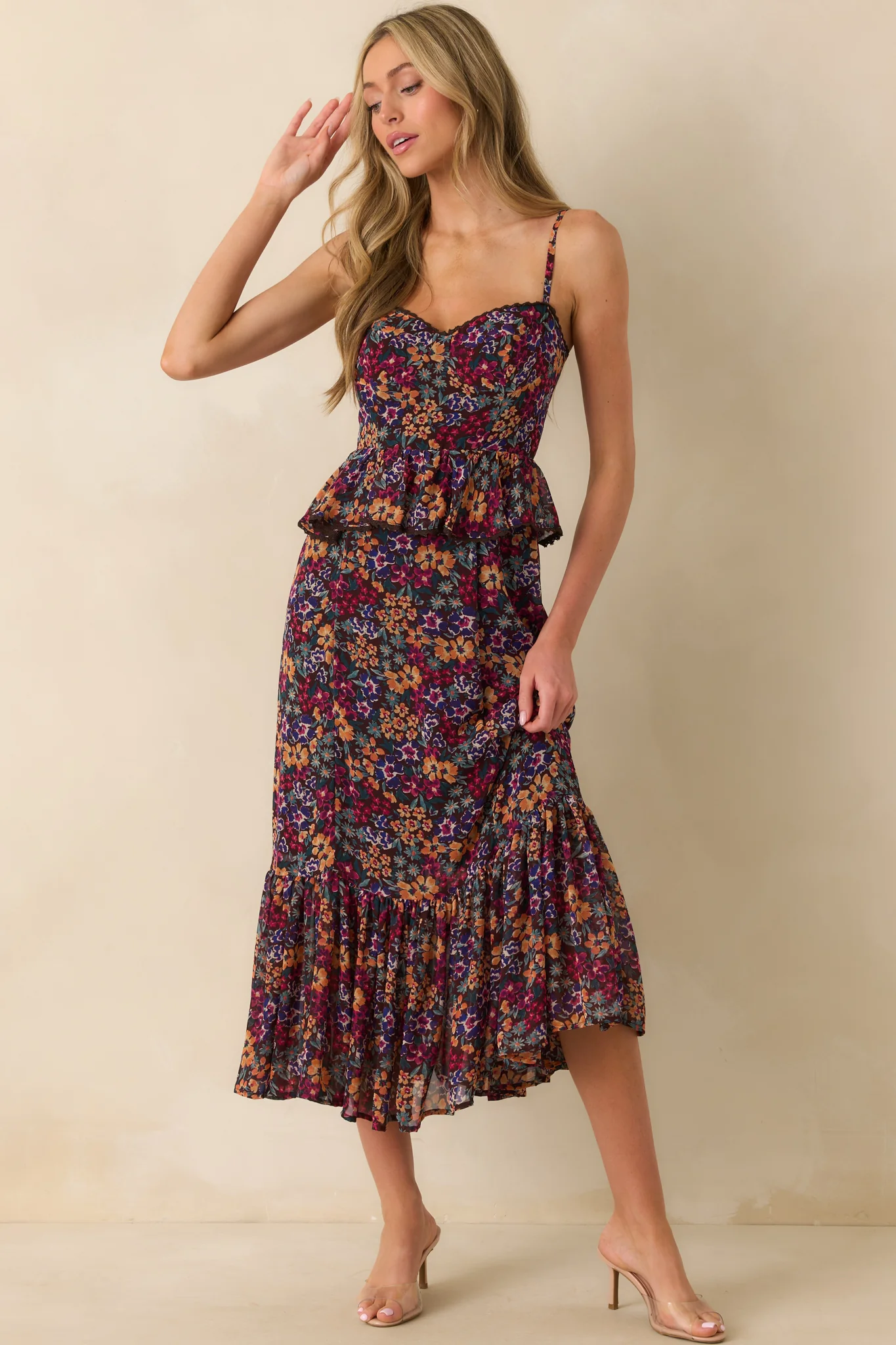 A Moment To Remember Plum Purple Multi Floral Print Maxi Dress