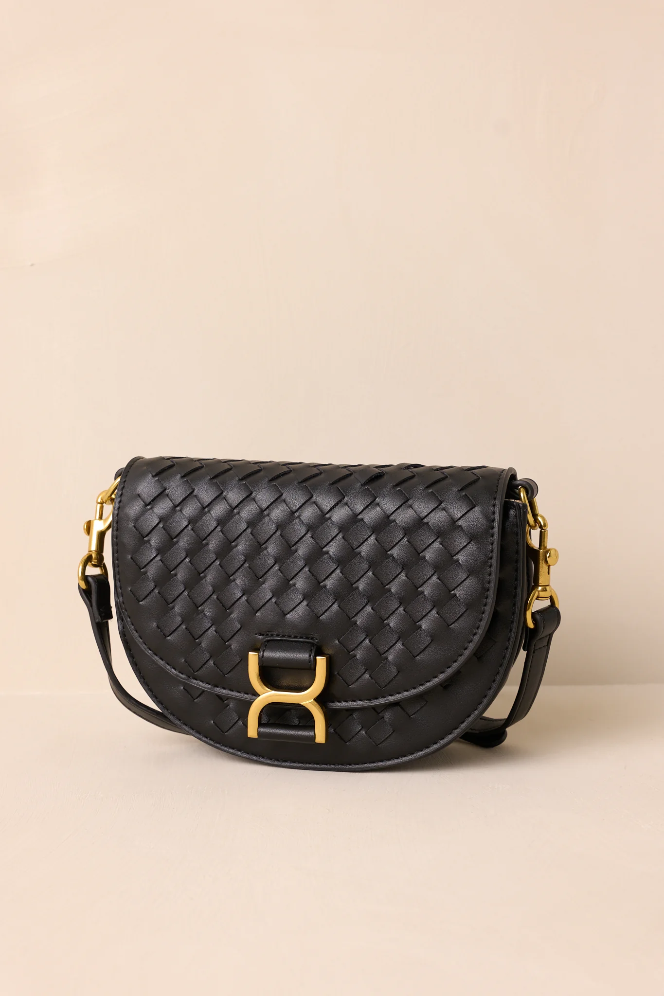 Tempest’s Call Black Woven Faux Leather Handbag