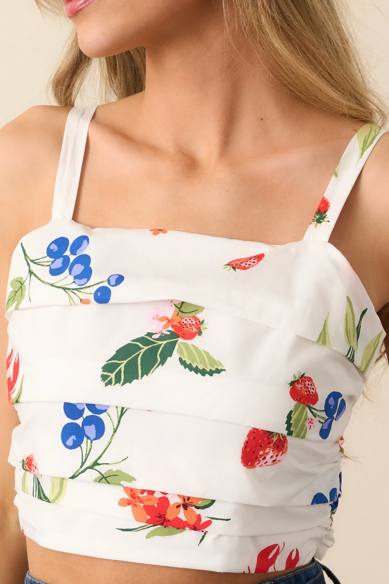 Made For Sunny Days White Cotton Coastal Print Crop Top