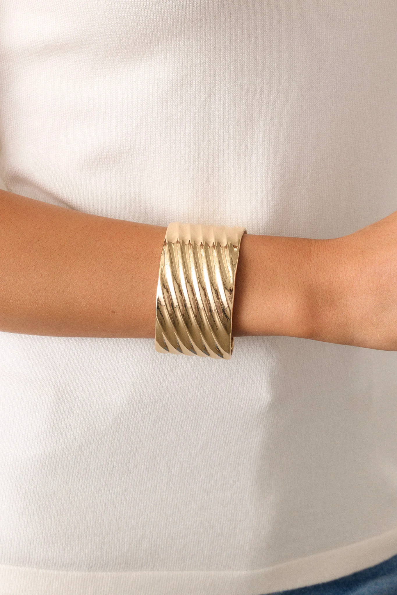 Sunlit Gleam Gold Cuff Bracelet