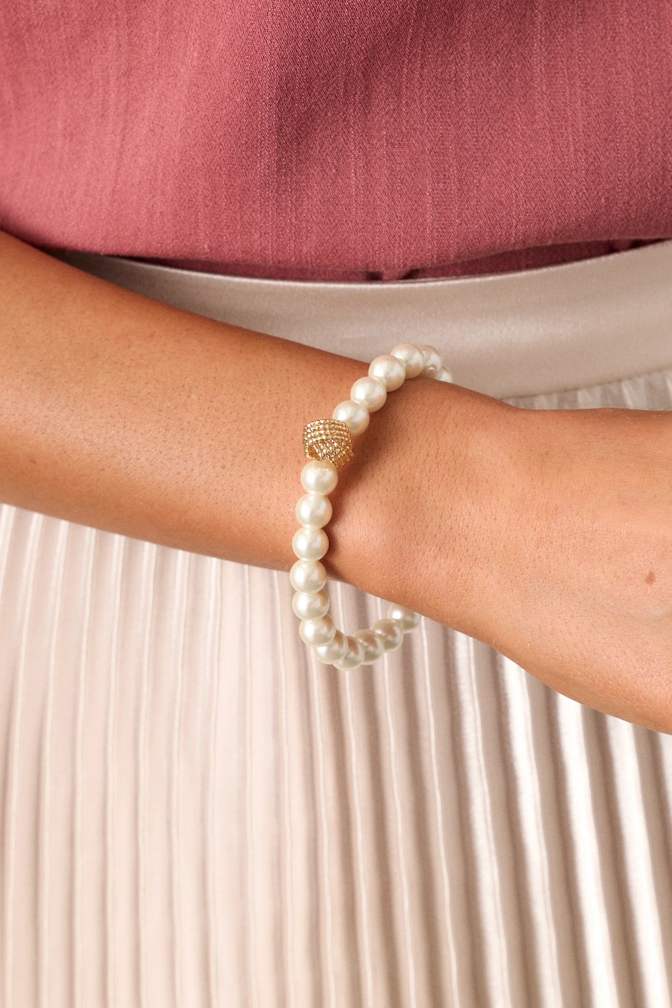 New Beginnings Ivory Pearl & Gold Bracelet Set