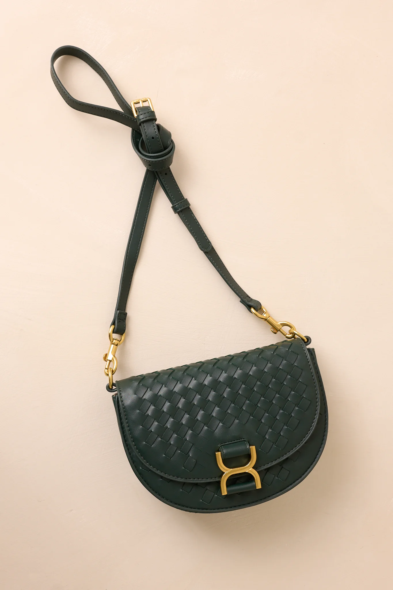 Tempest’s Call Forest Green Woven Faux Leather Handbag