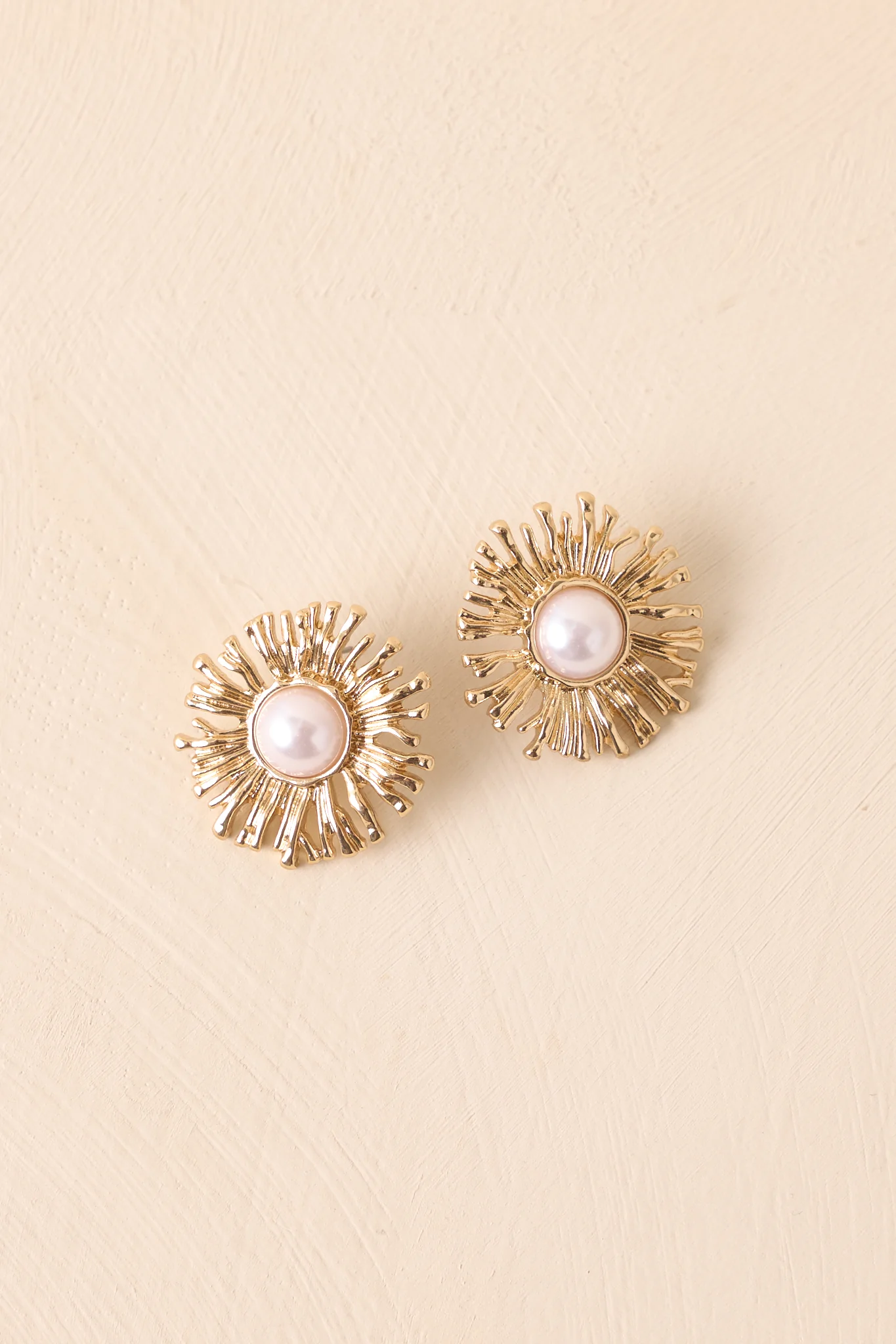 A Life Of My Own Gold Sunflower Pearl Earrings