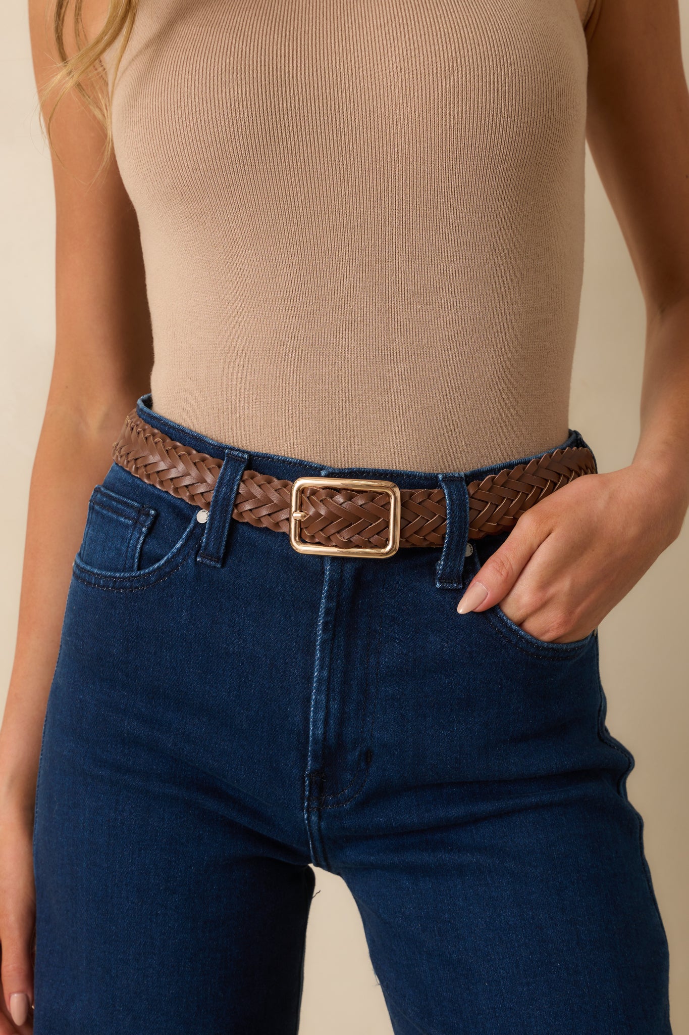 Let's Get Going Dark Brown Braided Belt
