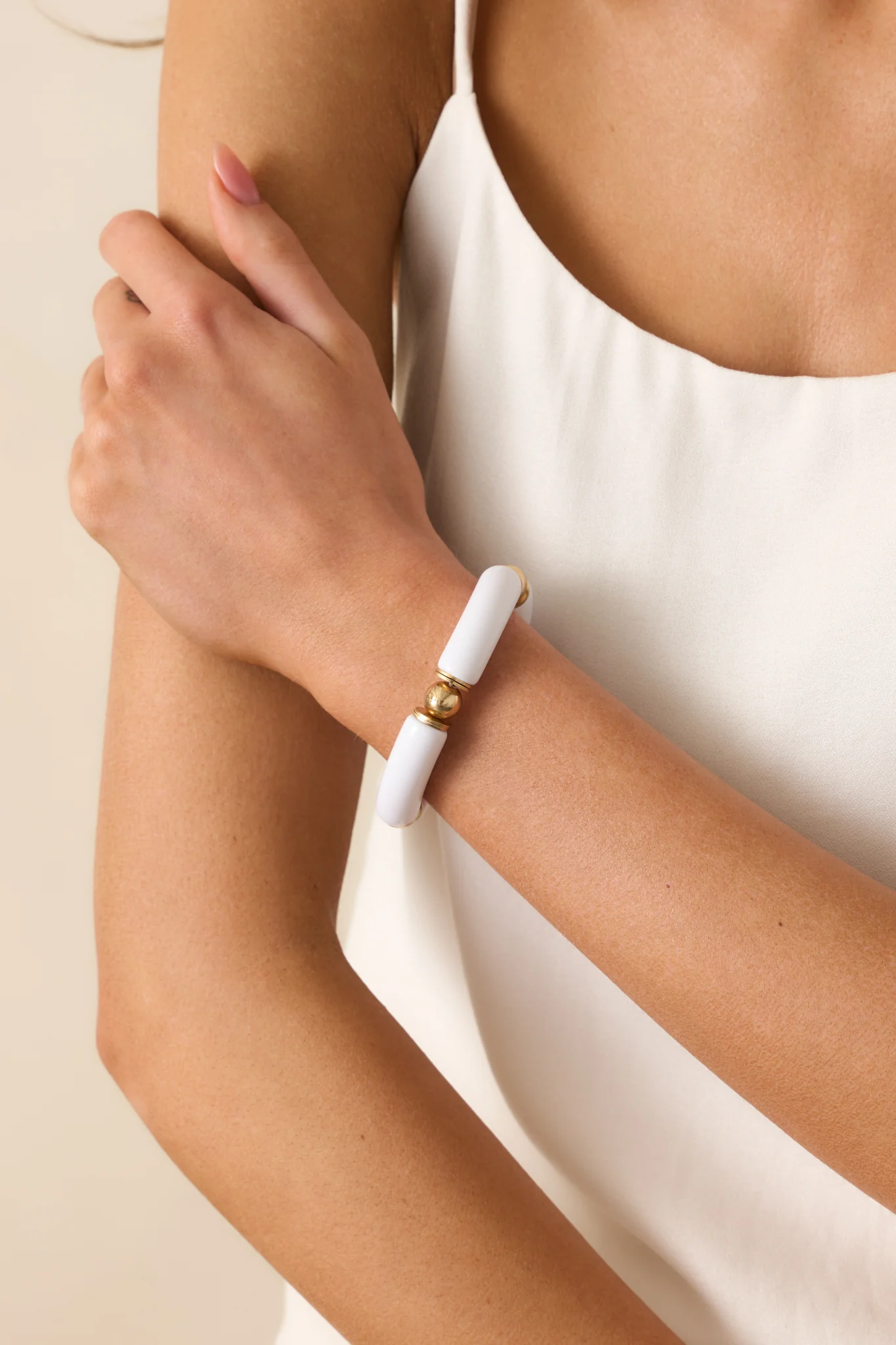 Keep It Bright Ivory Gold Beaded Bracelet