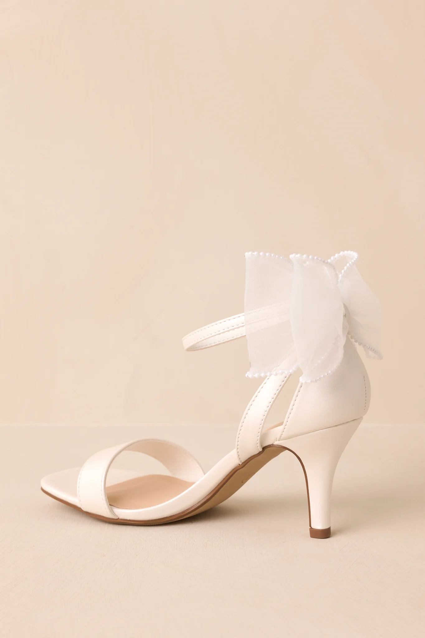 Follow Your Heart Ivory Satin Bow Back Kitten Heels