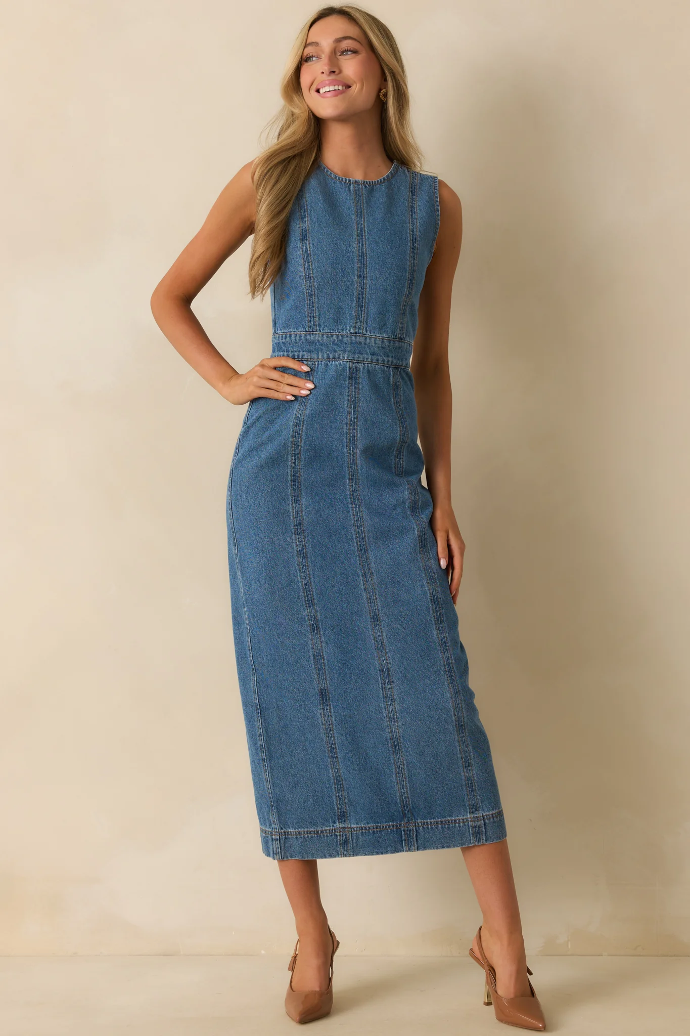 Staple The Label Medium Wash Cotton Maverick Denim Dress