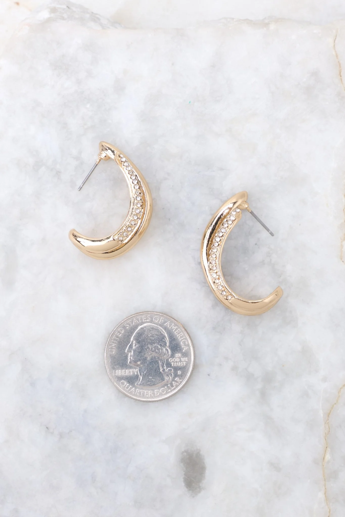 Leave Me Again Gold Rhinestone Earrings