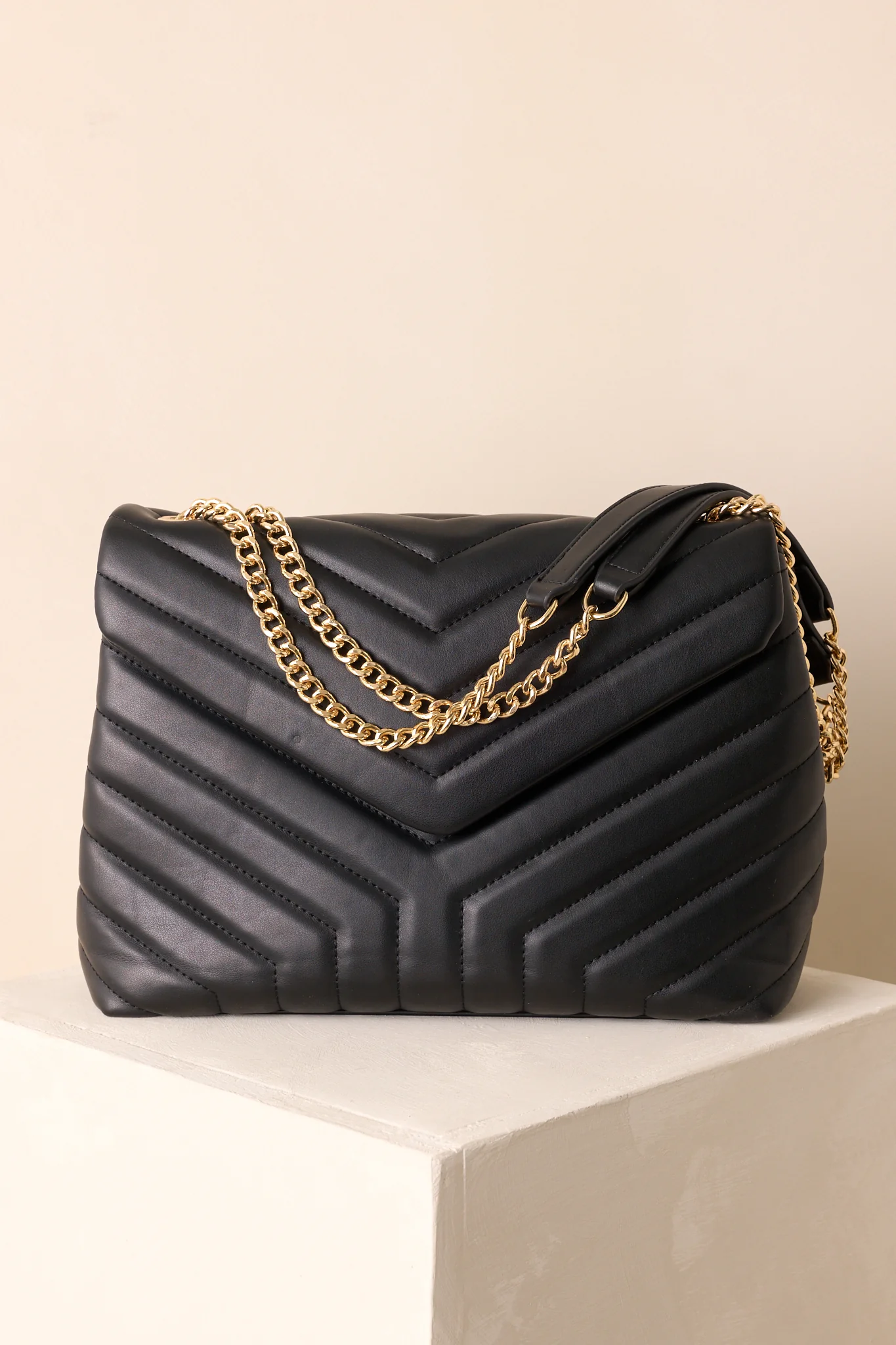 Just Let It Be Black Quilted Handbag