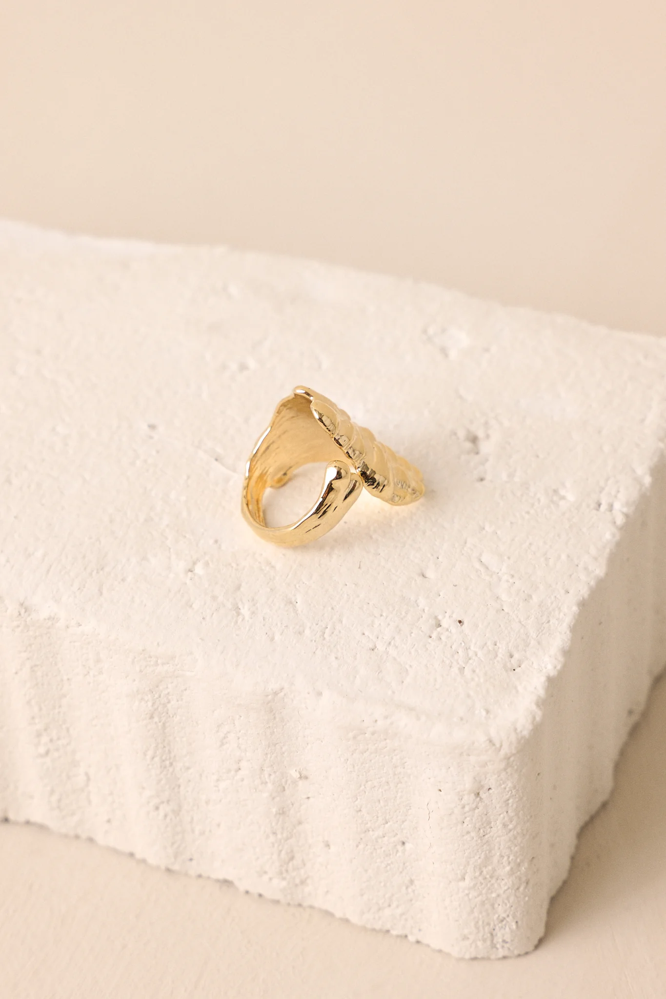 Feathered Thoughts Gold Textured Ring