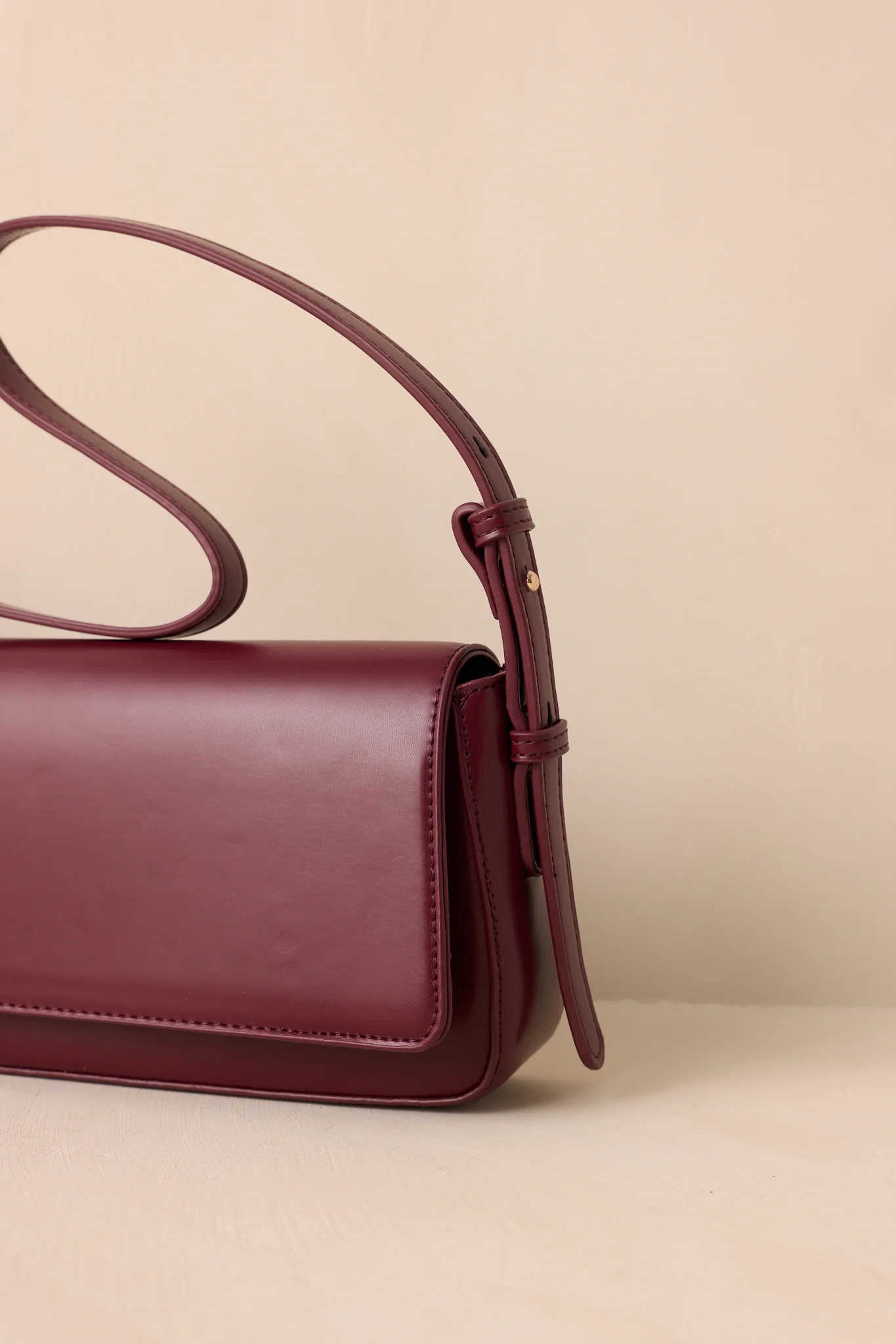 Don’t Doubt Me Burgundy Faux Leather Baguette Handbag
