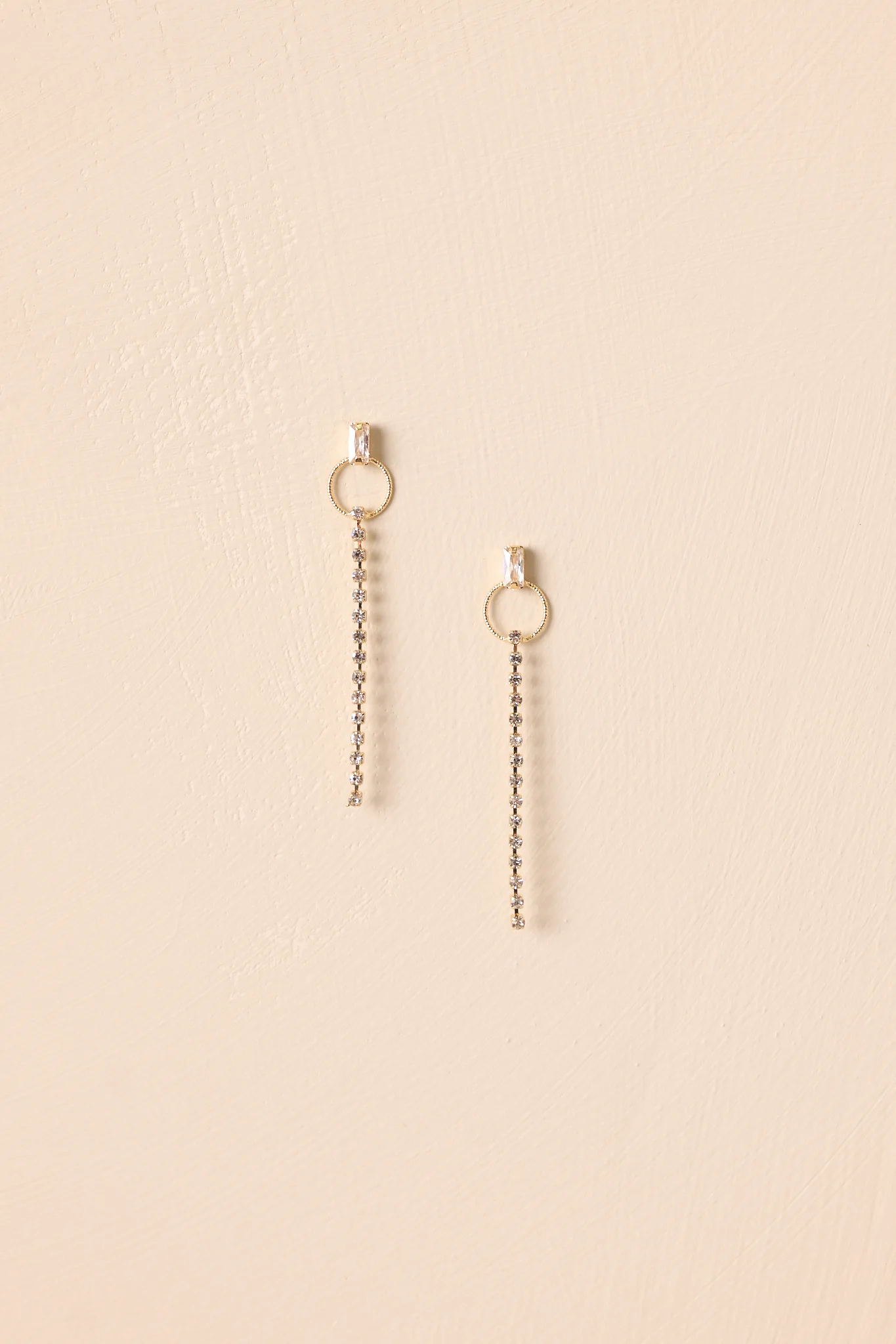 The Choice Is Clear Gold Rhinestone Chain Drop Earrings