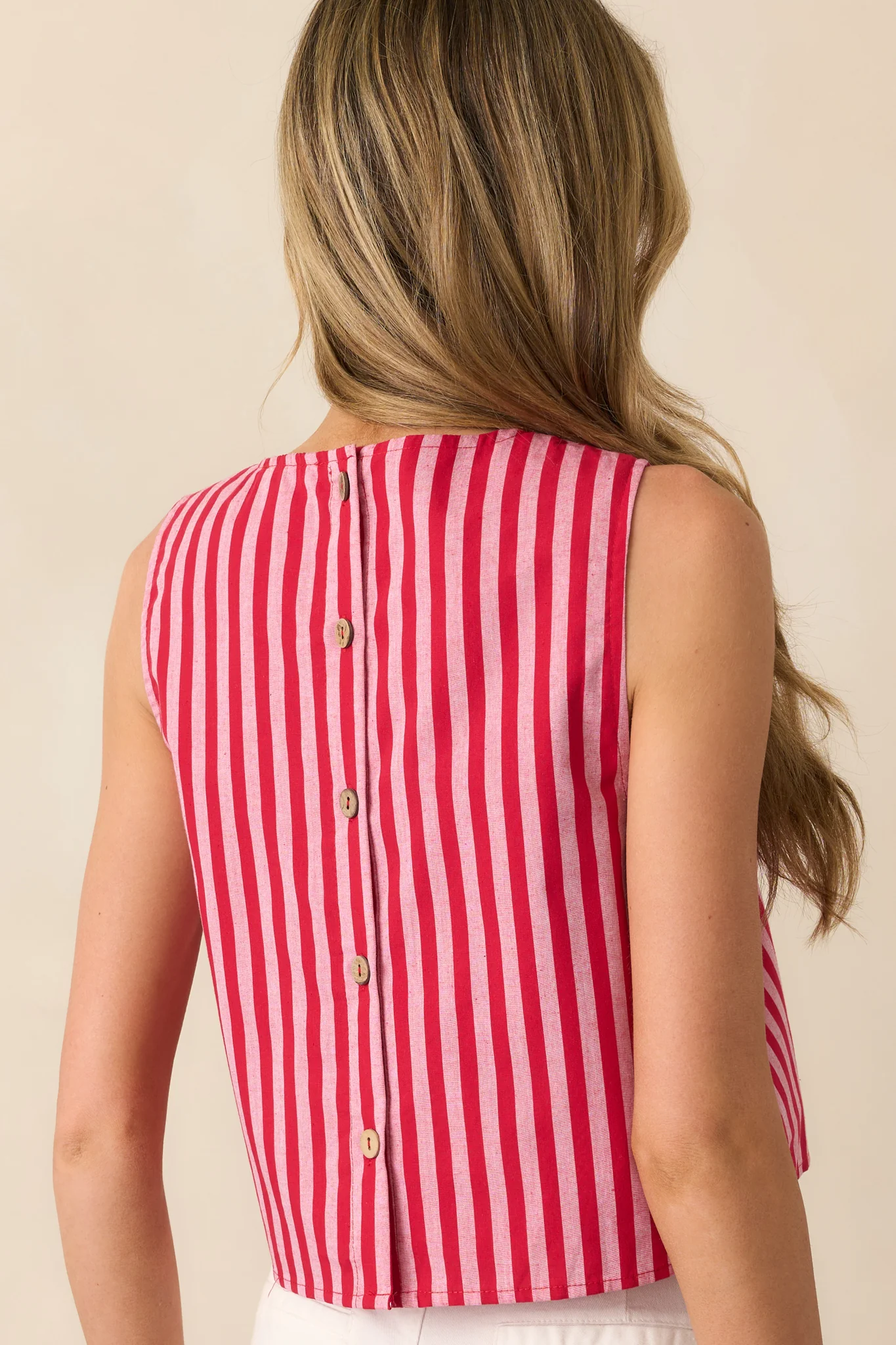 Be The Change Red Stripe Cotton Sleeveless Crop Top