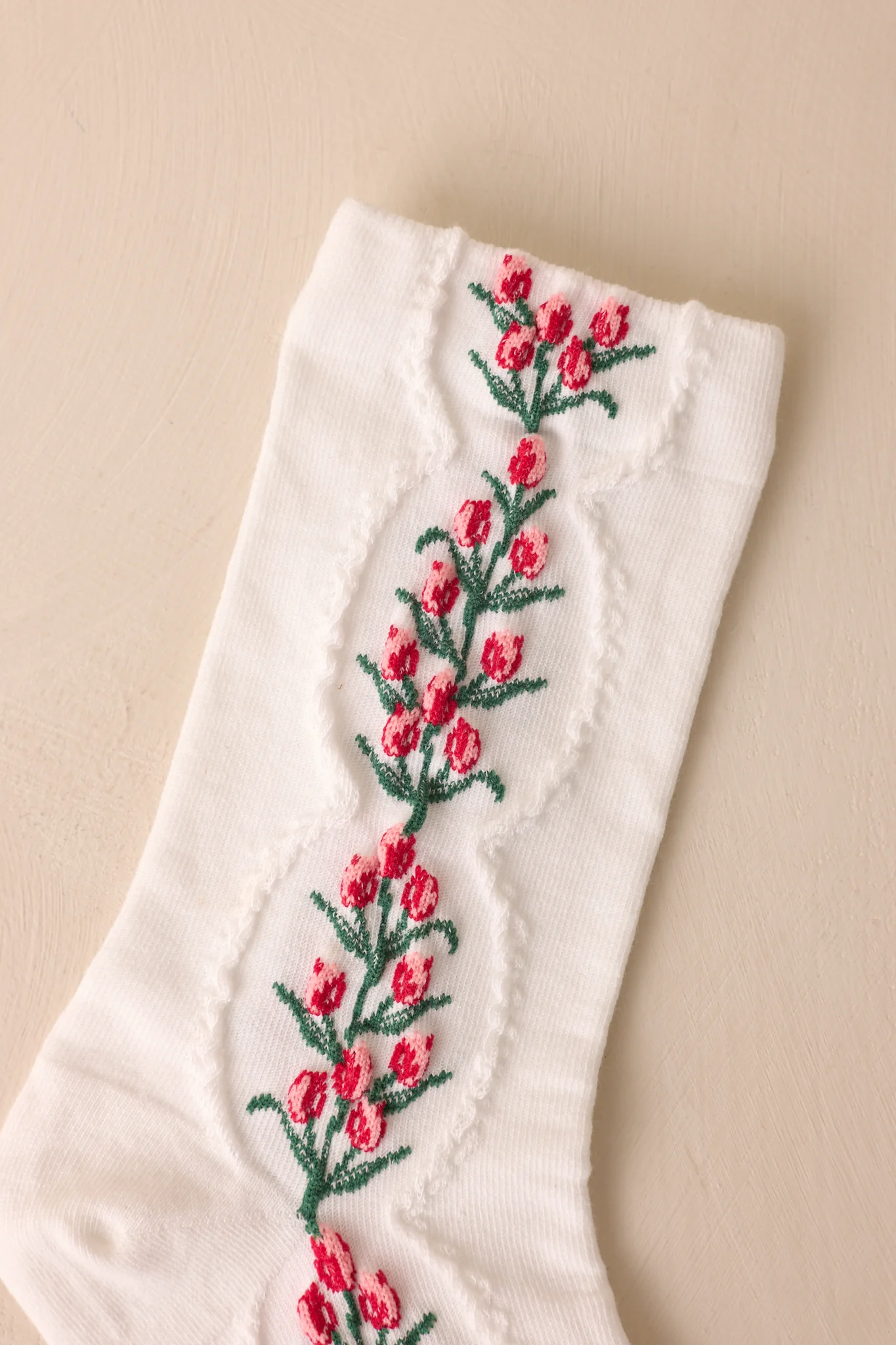 Blossom of the Beloved White Floral Crew Socks