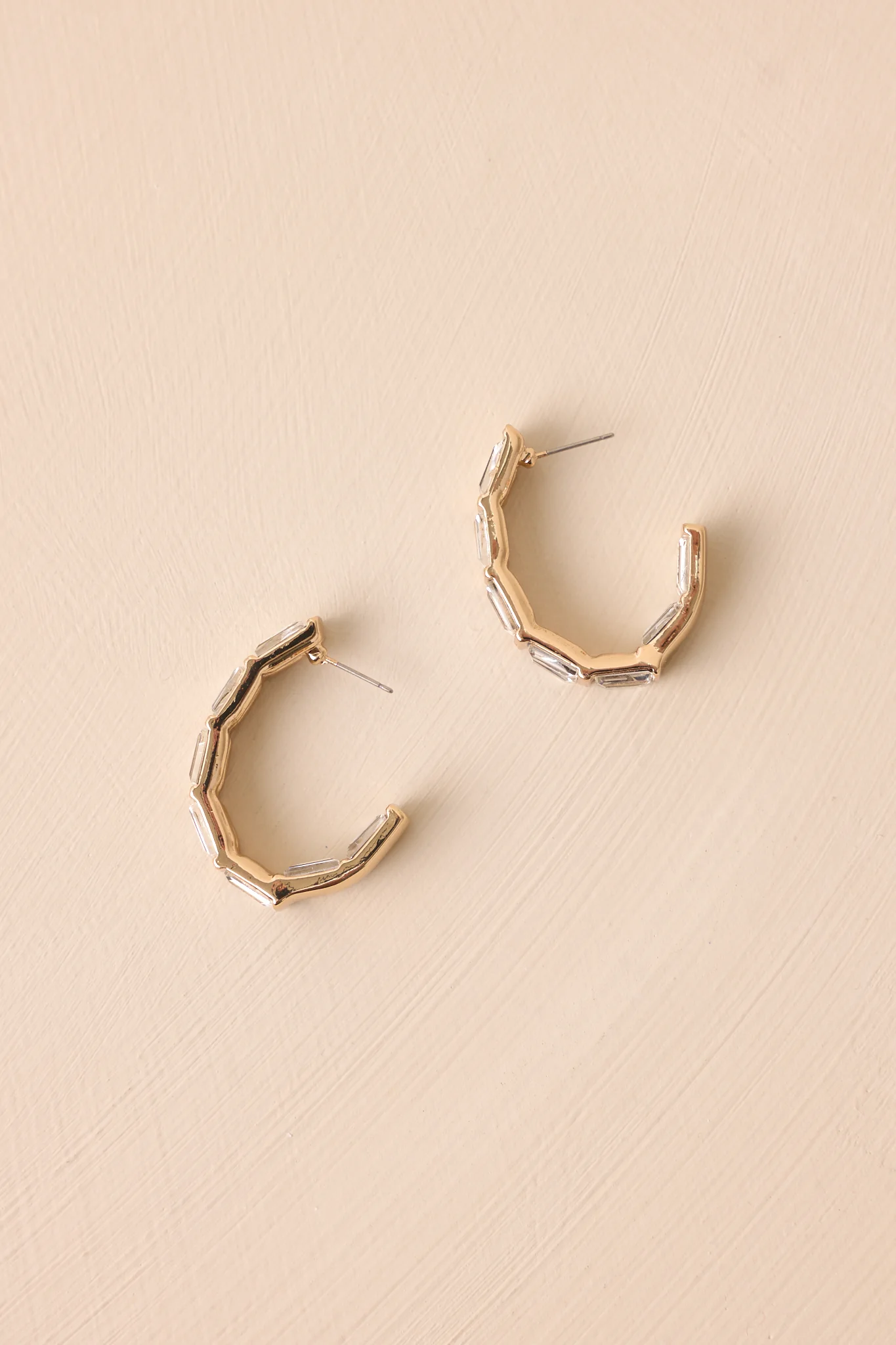 Such A Romantic Gold Rhinestone Hoop Earrings