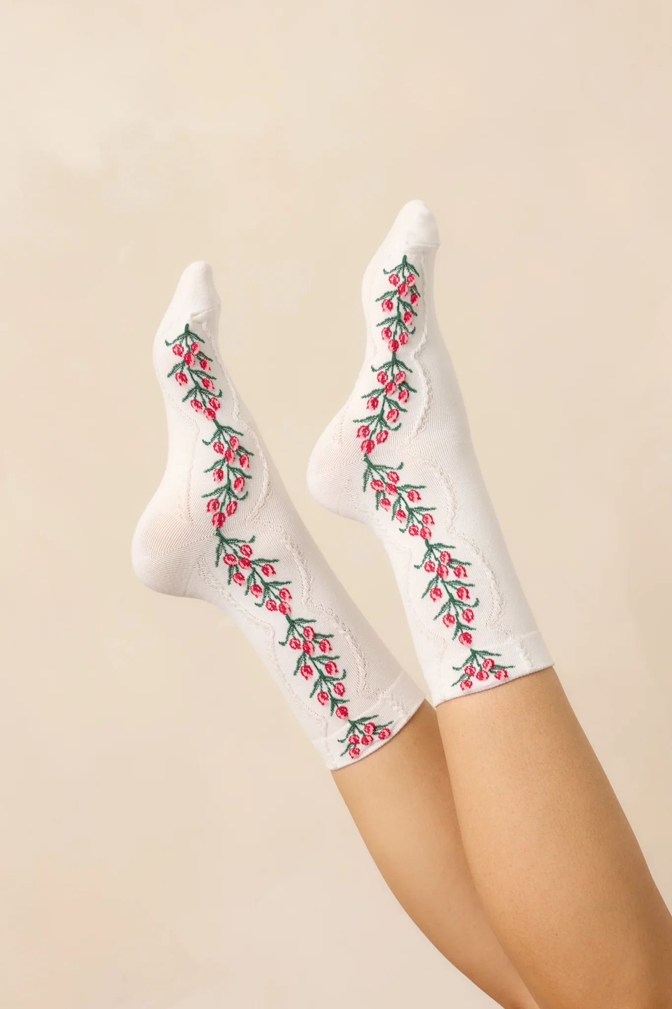 Blossom of the Beloved White Floral Crew Socks