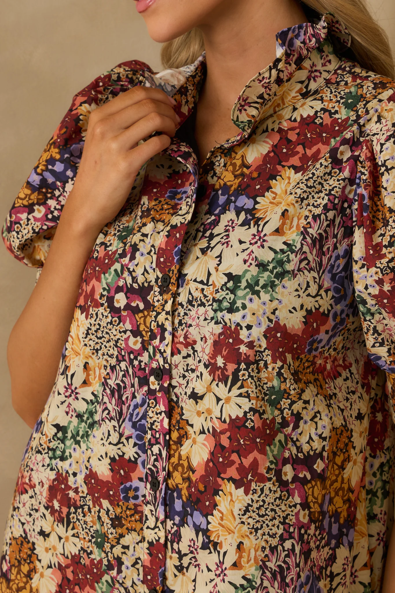 On Good Terms Ivory Multi Floral Print Cotton Maxi Dress