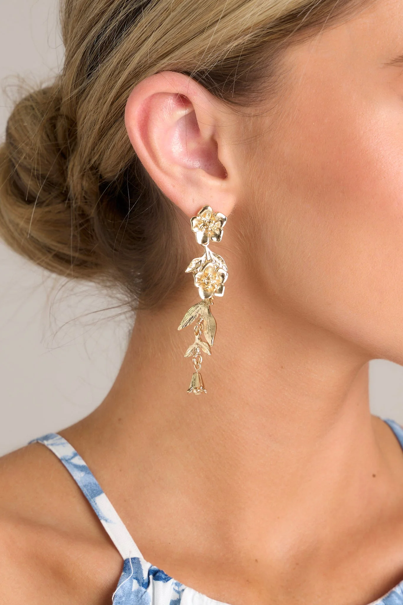 Radiating Sun Gold Floral Drop Earrings