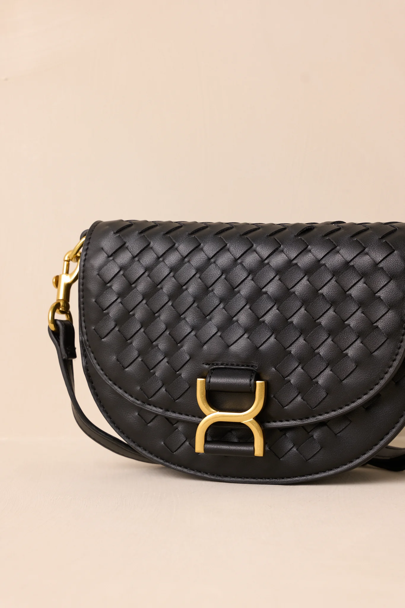 Tempest’s Call Black Woven Faux Leather Handbag